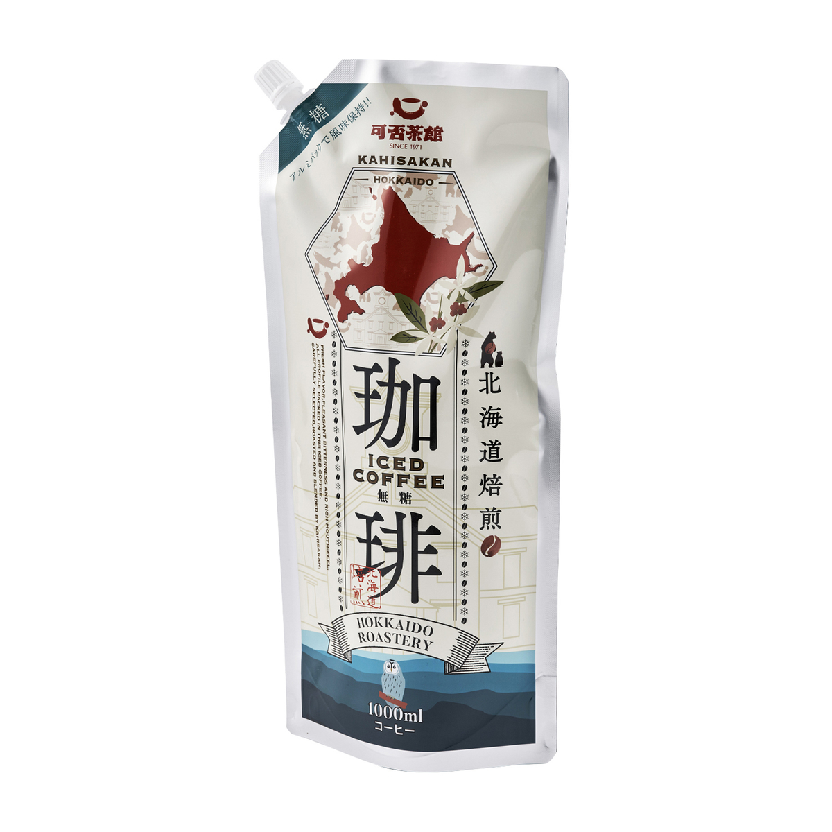 可否茶館 北海道焙煎アイスコーヒー（無糖）1000ml