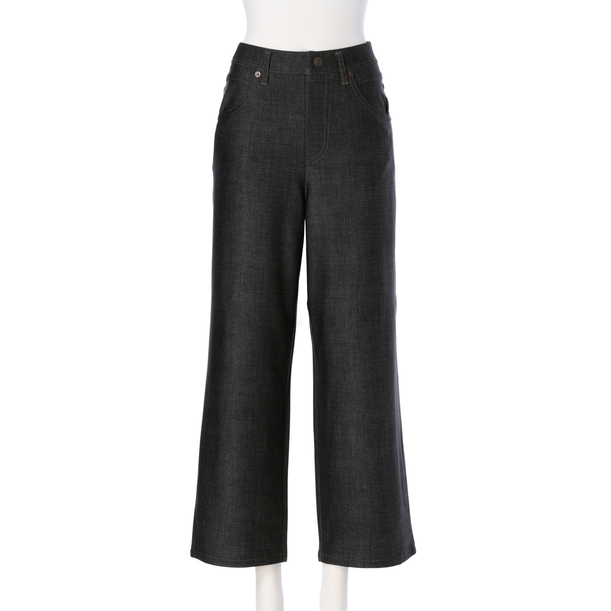 【BOBSON】210ハイテンションデニム風パンツ：セミワイド