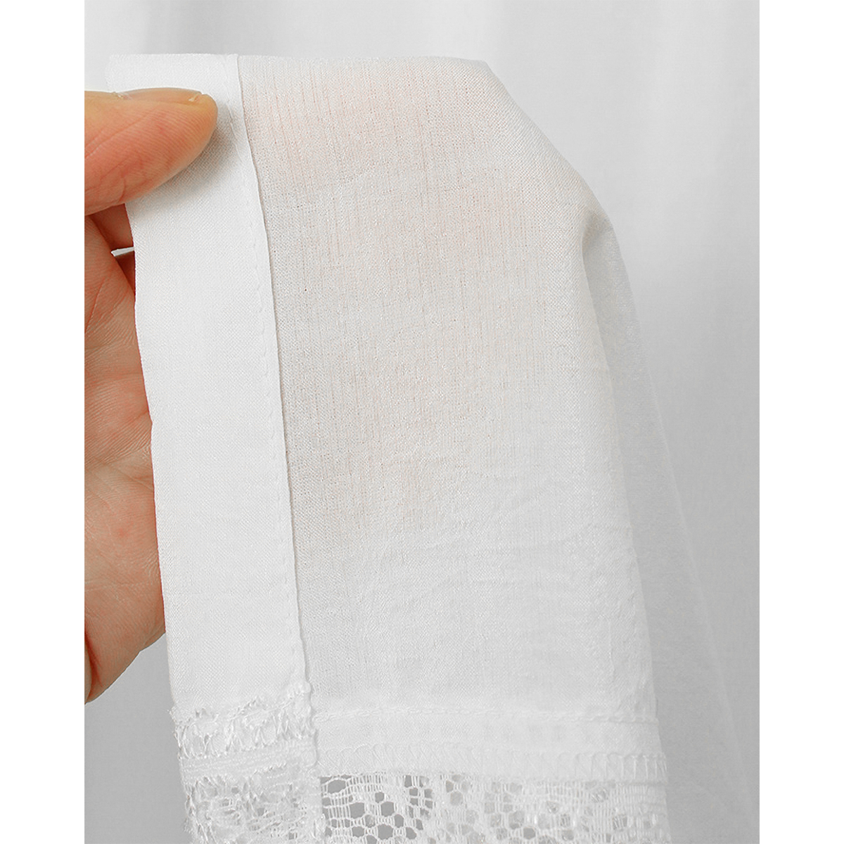 【トリム付きカフェカーテン】ピクシートリムカフェＷＨ　巾42×丈100cm