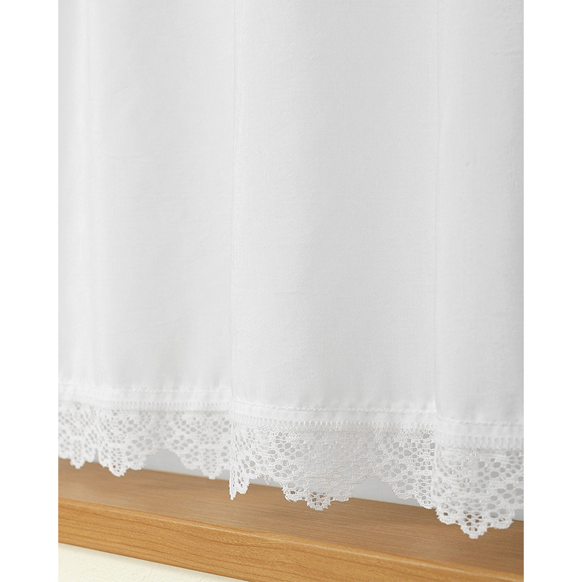 【トリム付きカフェカーテン】ピクシートリムカフェＷＨ　巾60×丈70cm