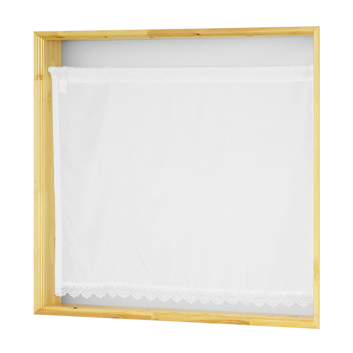 【トリム付きカフェカーテン】ピクシートリムカフェＷＨ　巾90×丈110cm