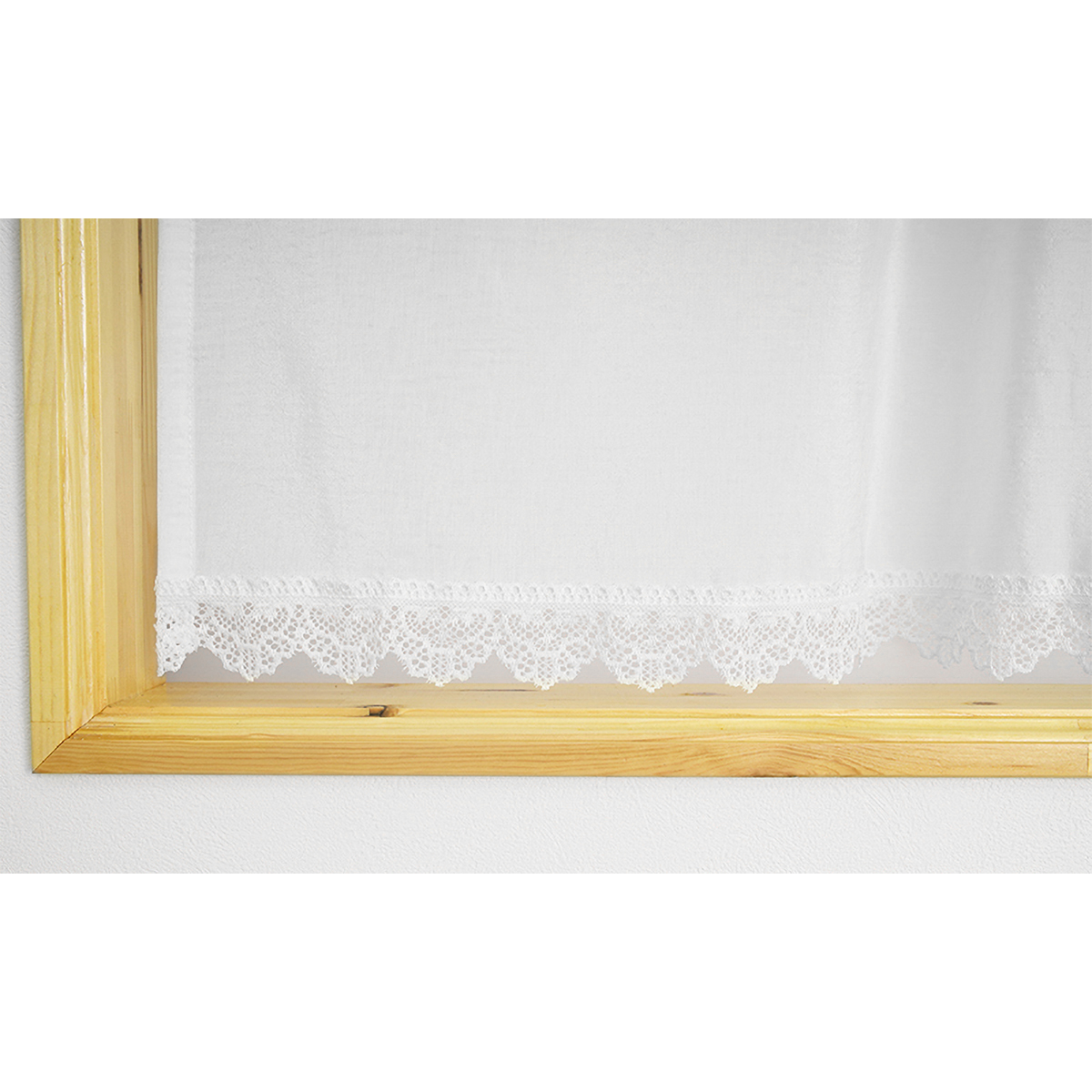 【トリム付きカフェカーテン】ピクシートリムカフェＷＨ　巾142×丈90cm