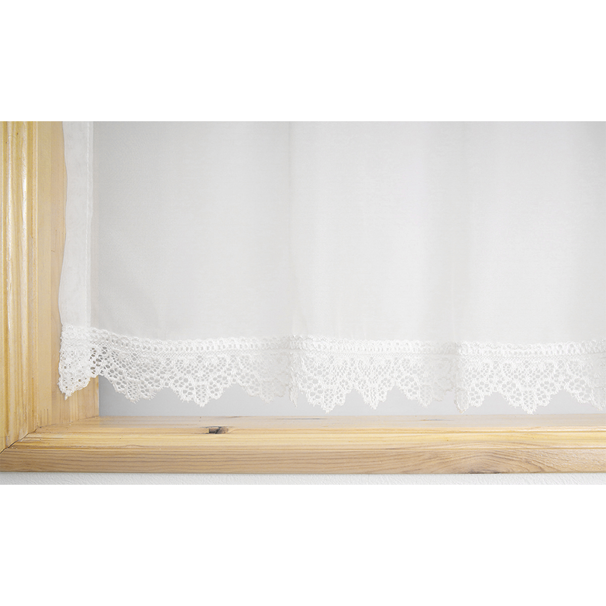 【トリム付きカフェカーテン】プレンボトリムカフェＷＨ　巾42×丈80cm