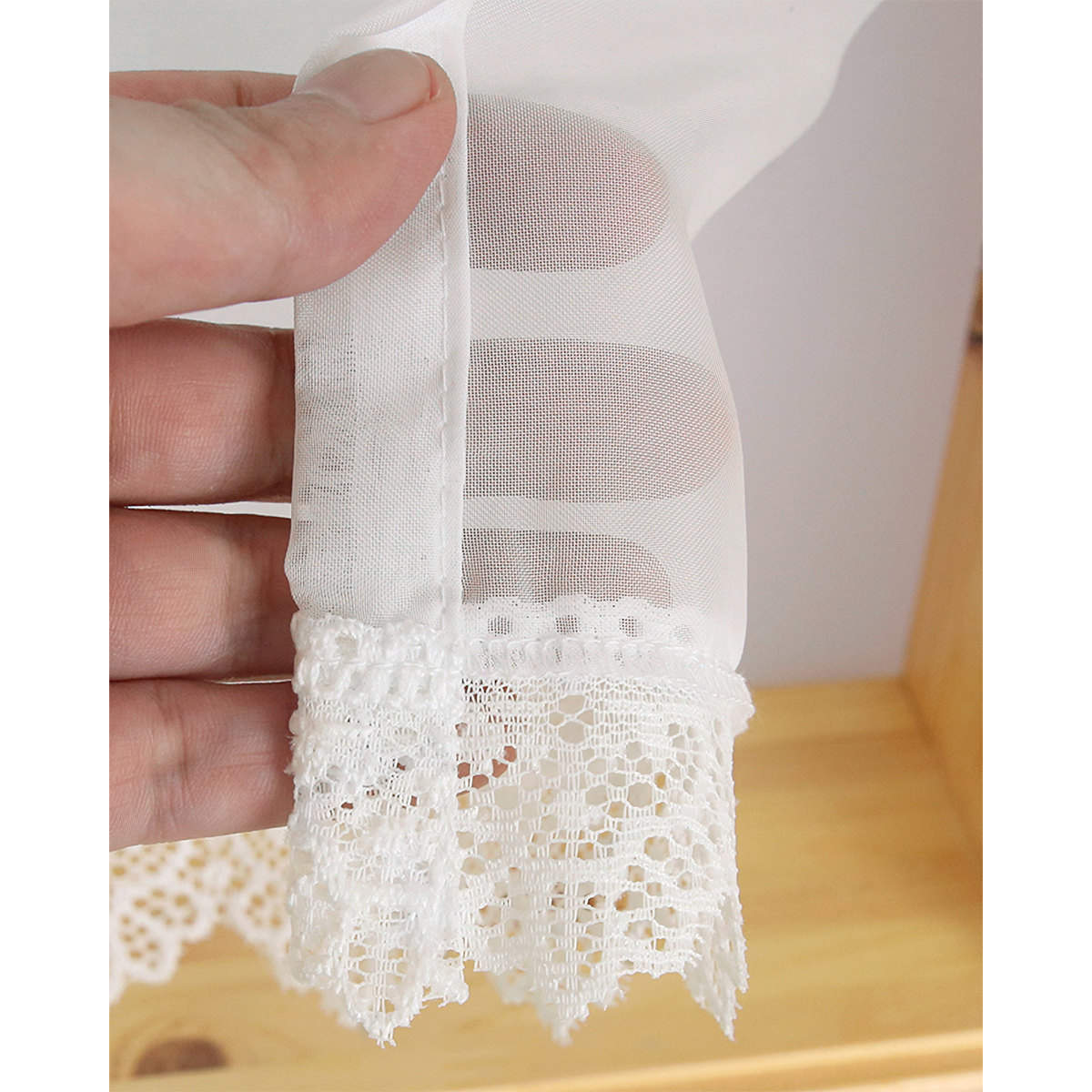 【トリム付きカフェカーテン】プレンボトリムカフェＷＨ　巾60×丈80cm