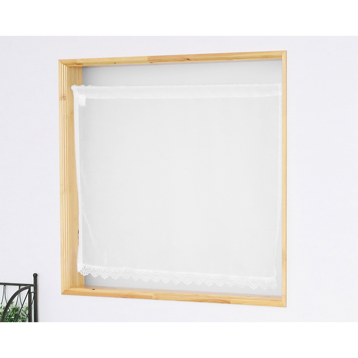 【トリム付きカフェカーテン】プレンボトリムカフェＷＨ　巾90×丈110cm