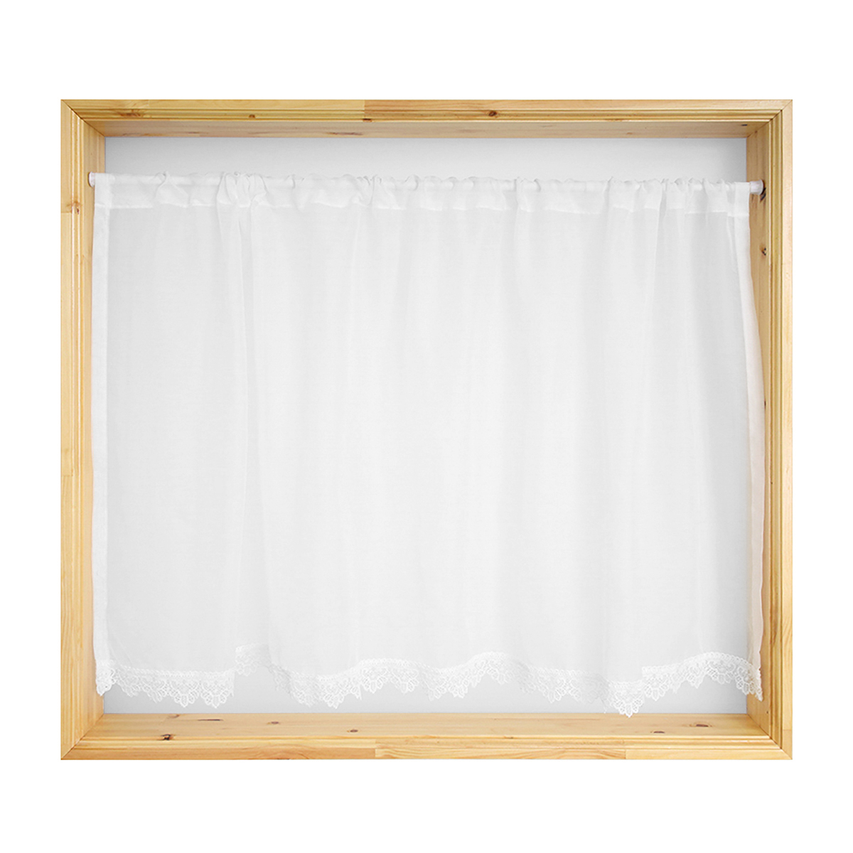 【トリム付きカフェカーテン】プレンボトリムカフェＷＨ　巾142×丈60cm