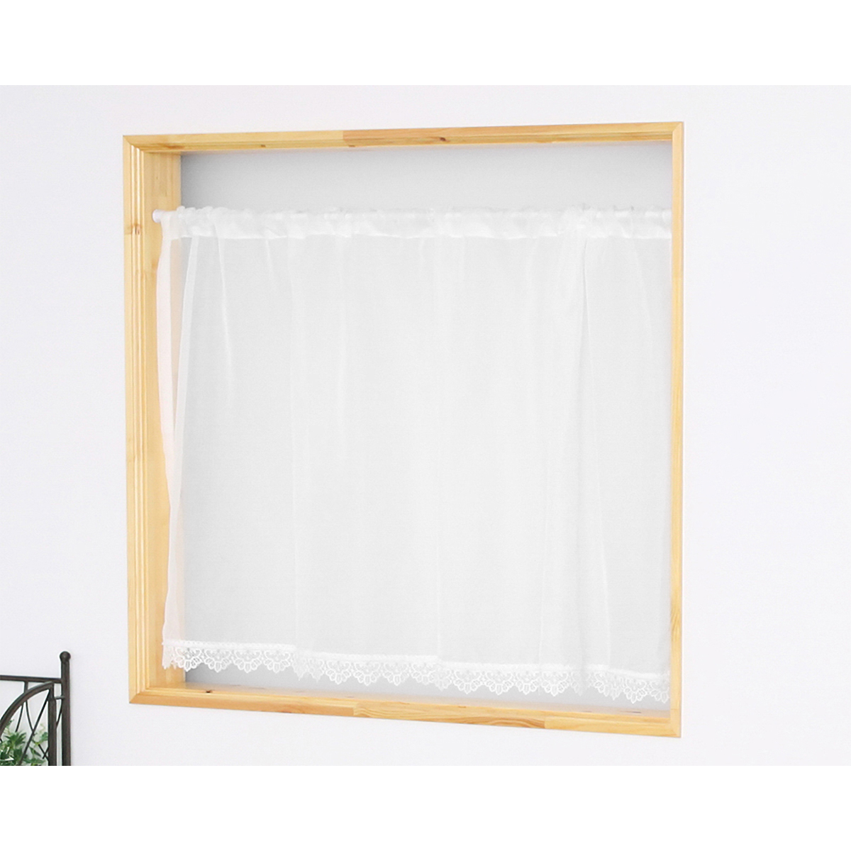 【トリム付きカフェカーテン】プレンボトリムカフェＷＨ　巾142×丈90cm