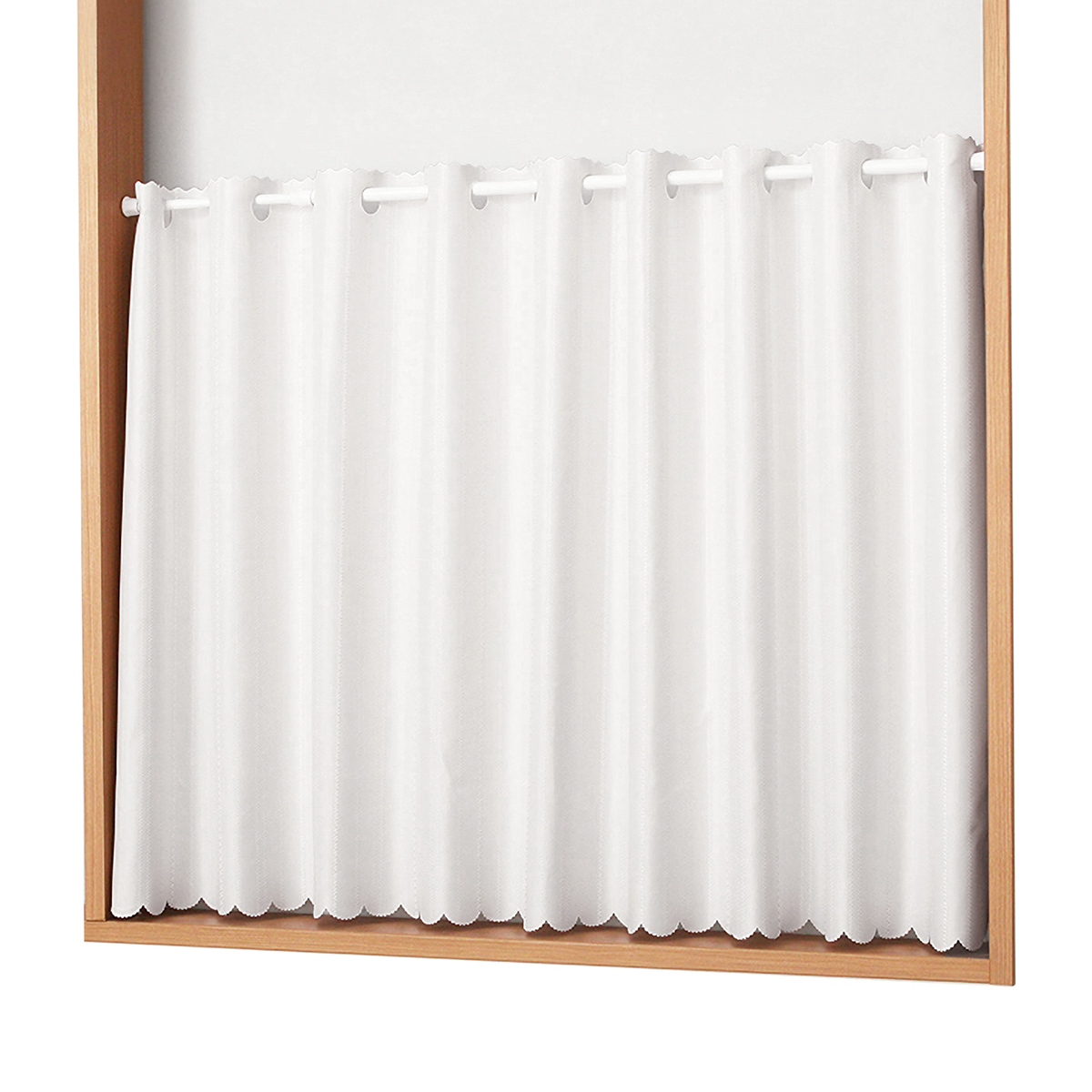 【はっ水防カビカフェカーテン】撥水カフェ　リンダＷＨ　巾145×丈60cm