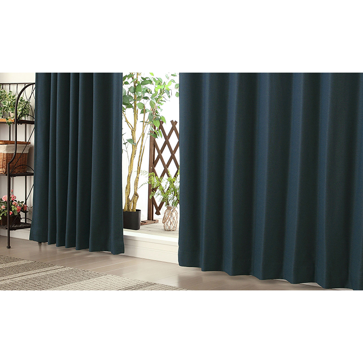 【1級遮光ドレープカーテン】ピュリー防炎ネイビー　巾100×丈200cm　2枚組