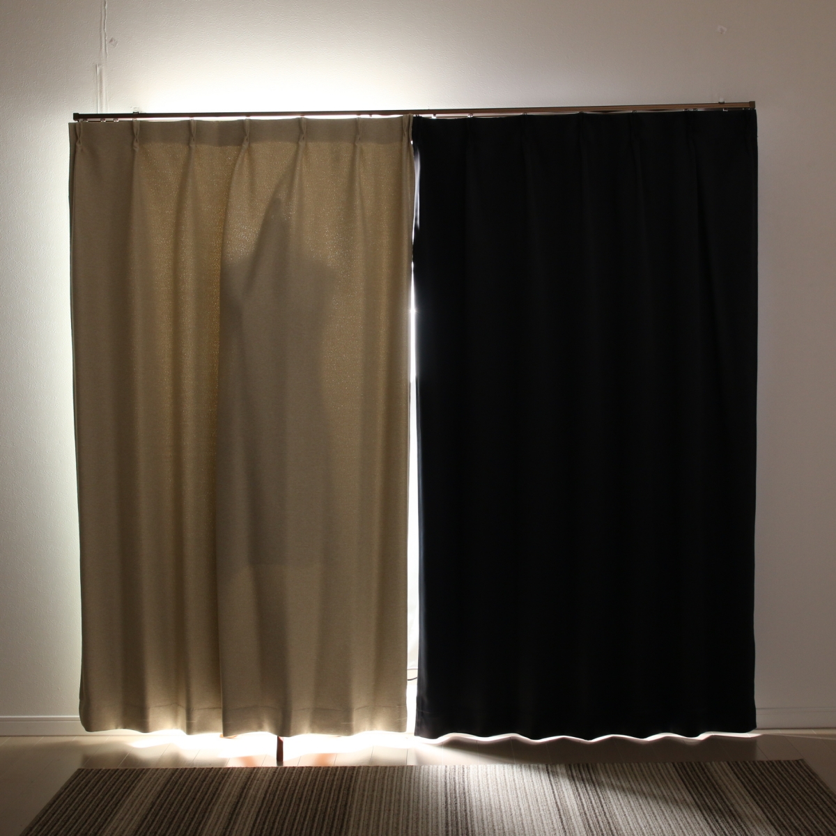 【1級遮光ドレープカーテン】ピュリー防炎アイボリー　巾100×丈150cm　2枚組