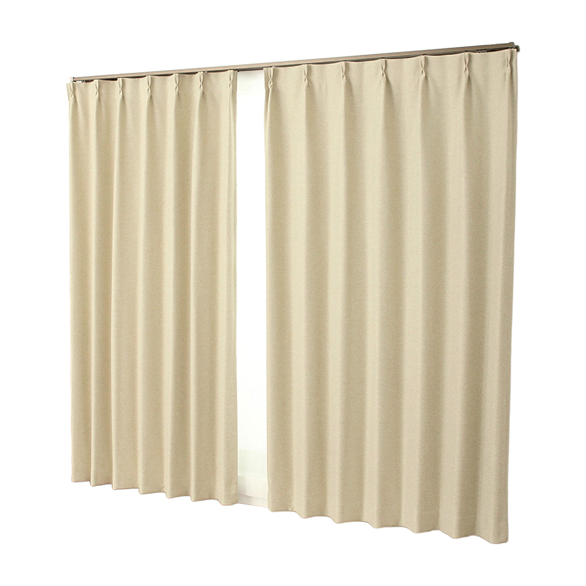 【1級遮光ドレープカーテン】ピュリー防炎アイボリー　巾100×丈185cm　2枚組