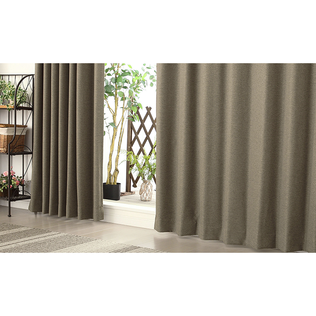 【1級遮光ドレープカーテン】ピュリー防炎ブラウン　巾100×丈190cm　2枚組