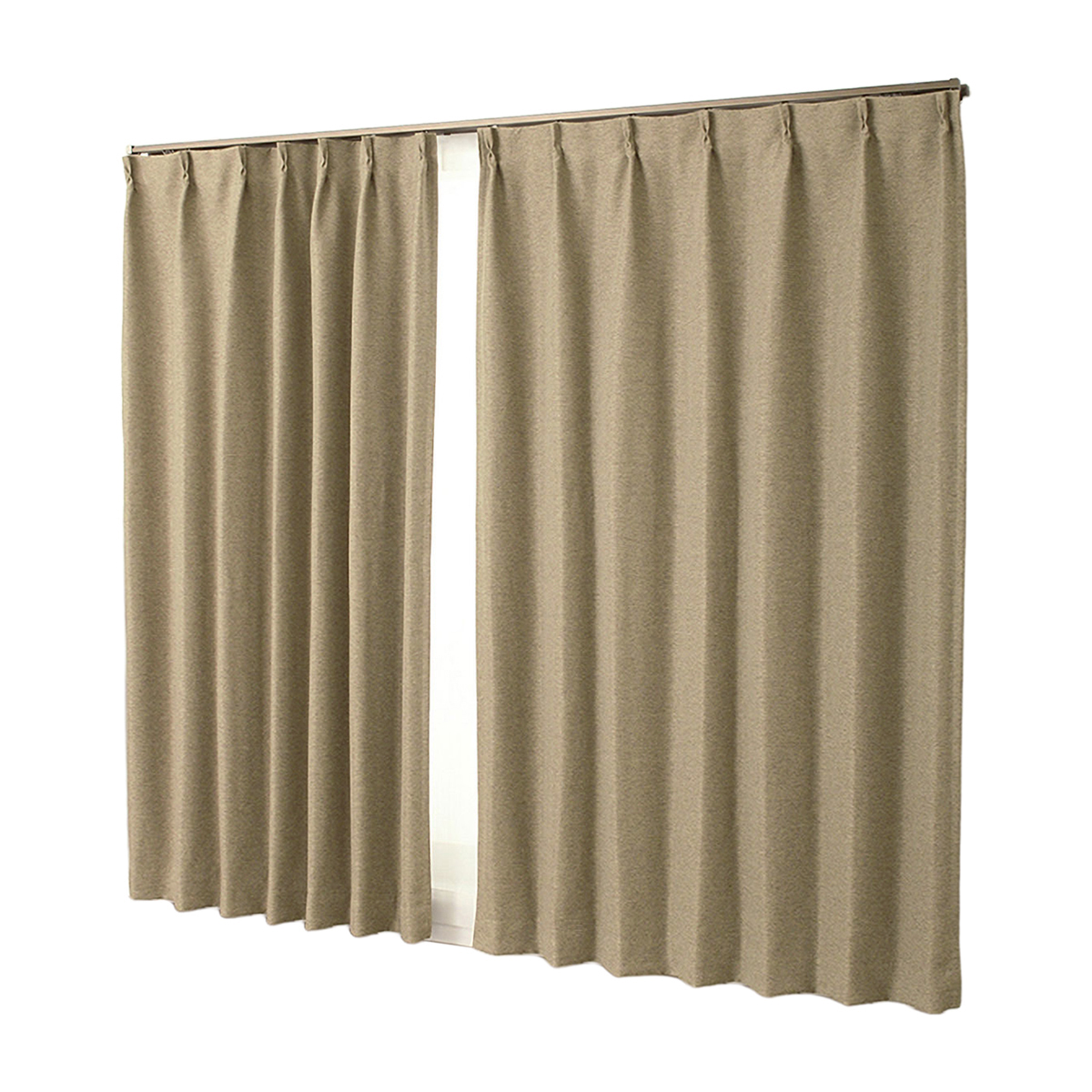 【1級遮光ドレープカーテン】ピュリー防炎ベージュ　巾100×丈210cm　2枚組