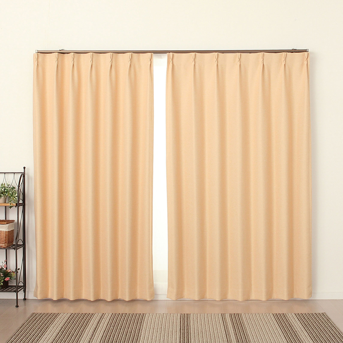 【1級遮光ドレープカーテン】ピュリー防炎オレンジ　巾100×丈178cm　2枚組