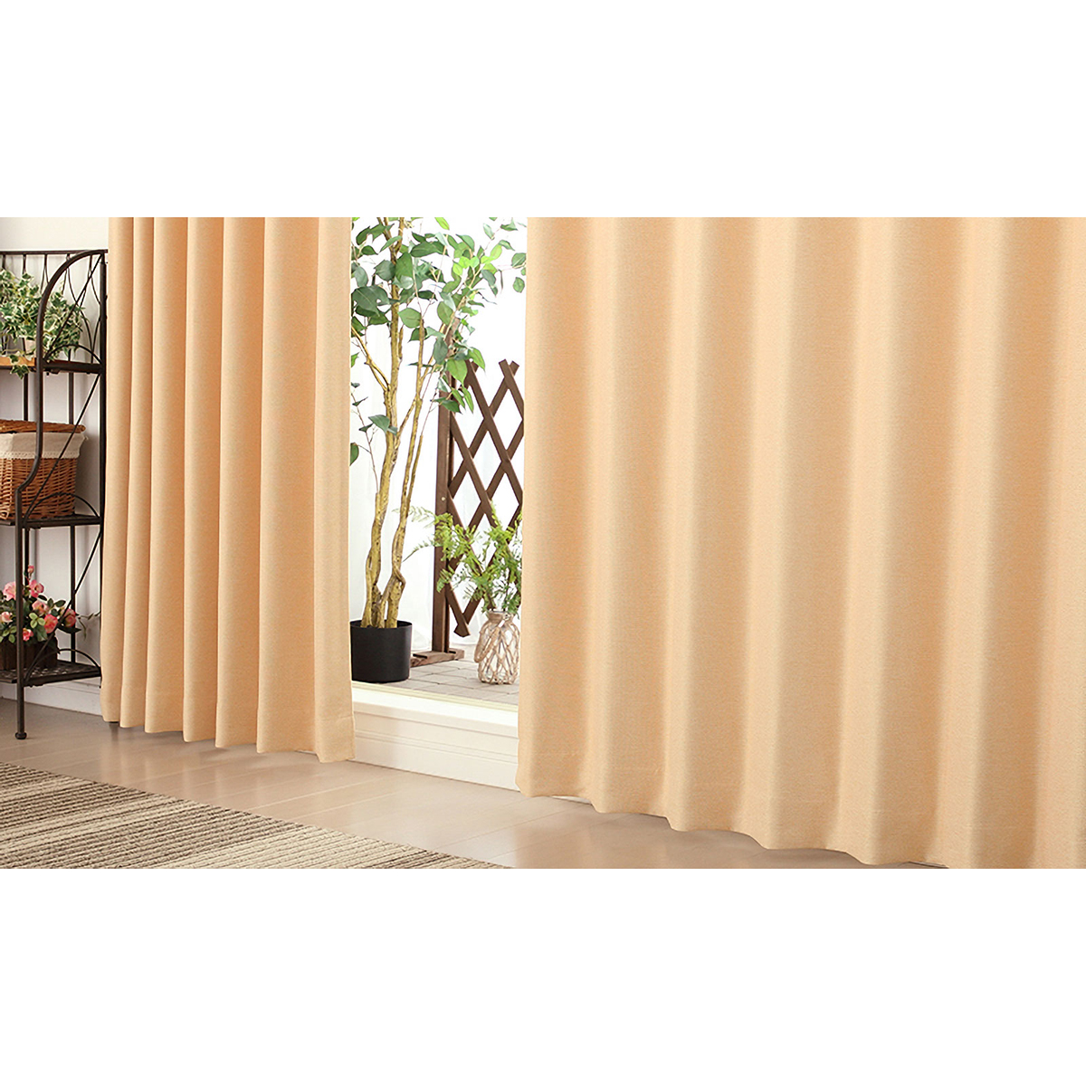 【1級遮光ドレープカーテン】ピュリー防炎オレンジ　巾100×丈210cm　2枚組