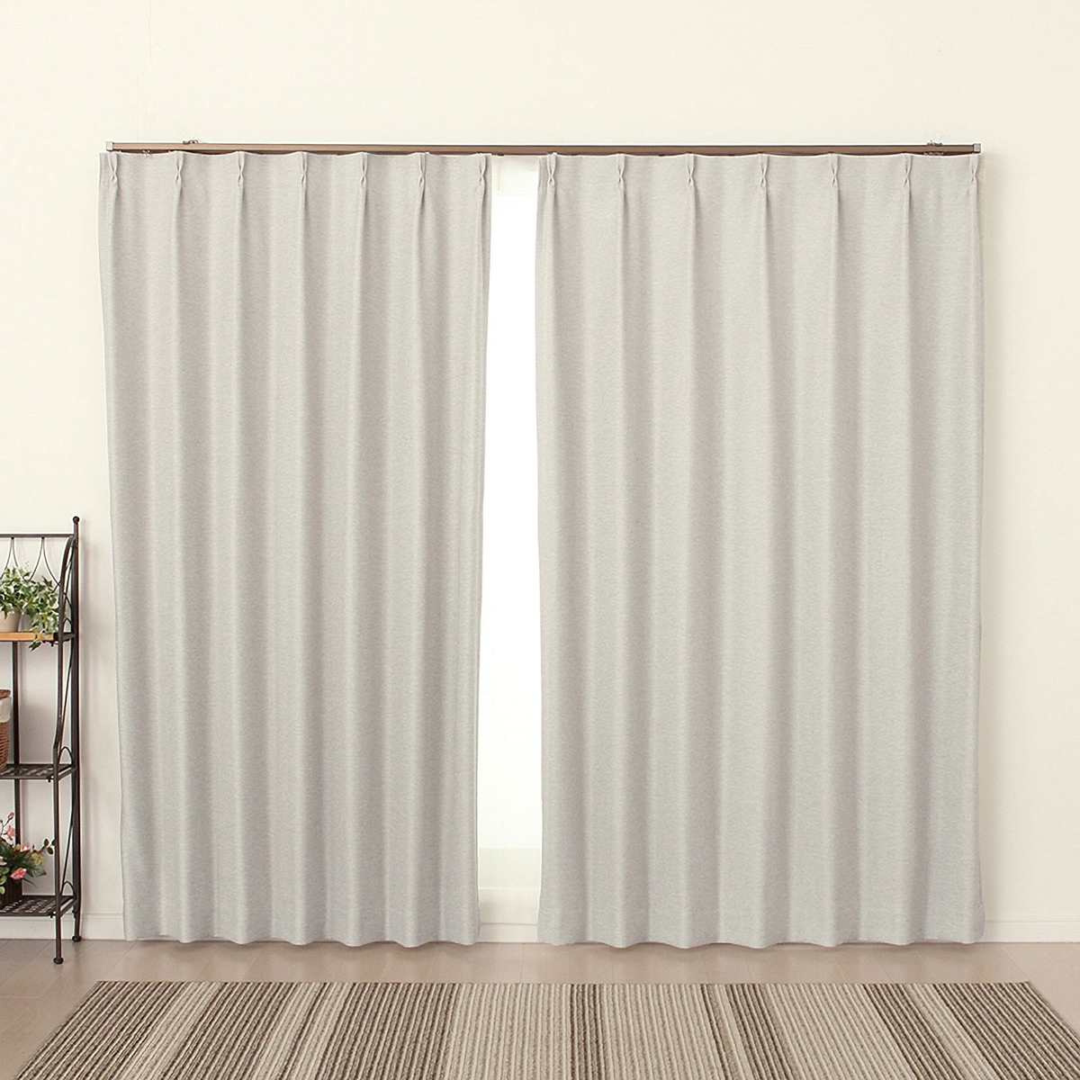 【遮光性ドレープカーテン】ピュリー防炎ライトグレー　巾100×丈190cm　2枚組