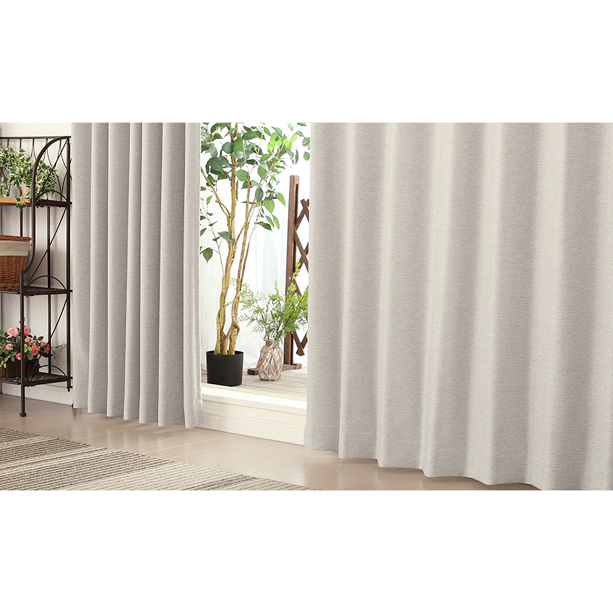 【遮光性ドレープカーテン】ピュリー防炎ライトグレー　巾100×丈190cm　2枚組