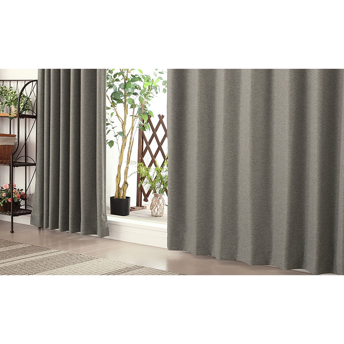 【1級遮光ドレープカーテン】ピュリー防炎グレー　巾100×丈135cm　2枚組