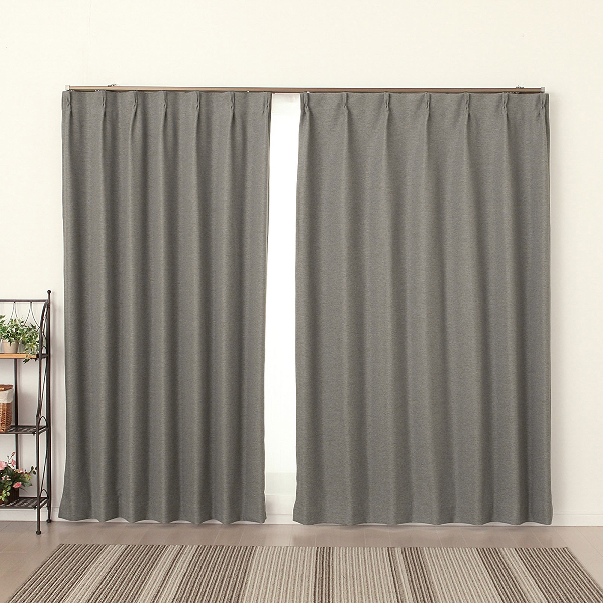 【1級遮光ドレープカーテン】ピュリー防炎グレー　巾100×丈178cm　2枚組