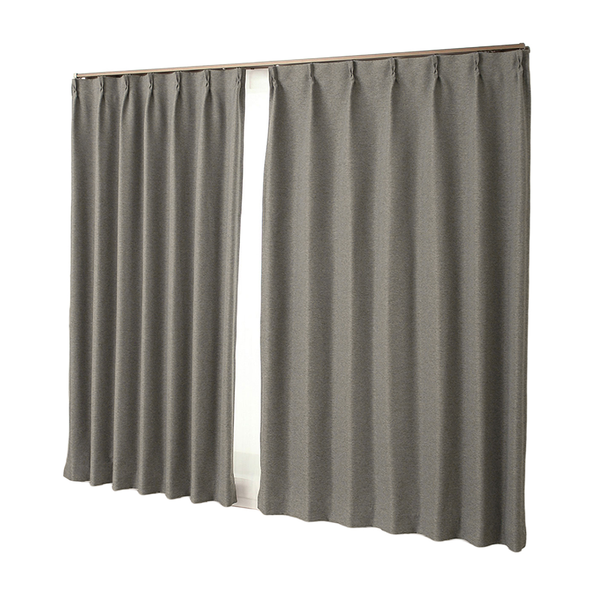 【1級遮光ドレープカーテン】ピュリー防炎グレー　巾100×丈195cm　2枚組