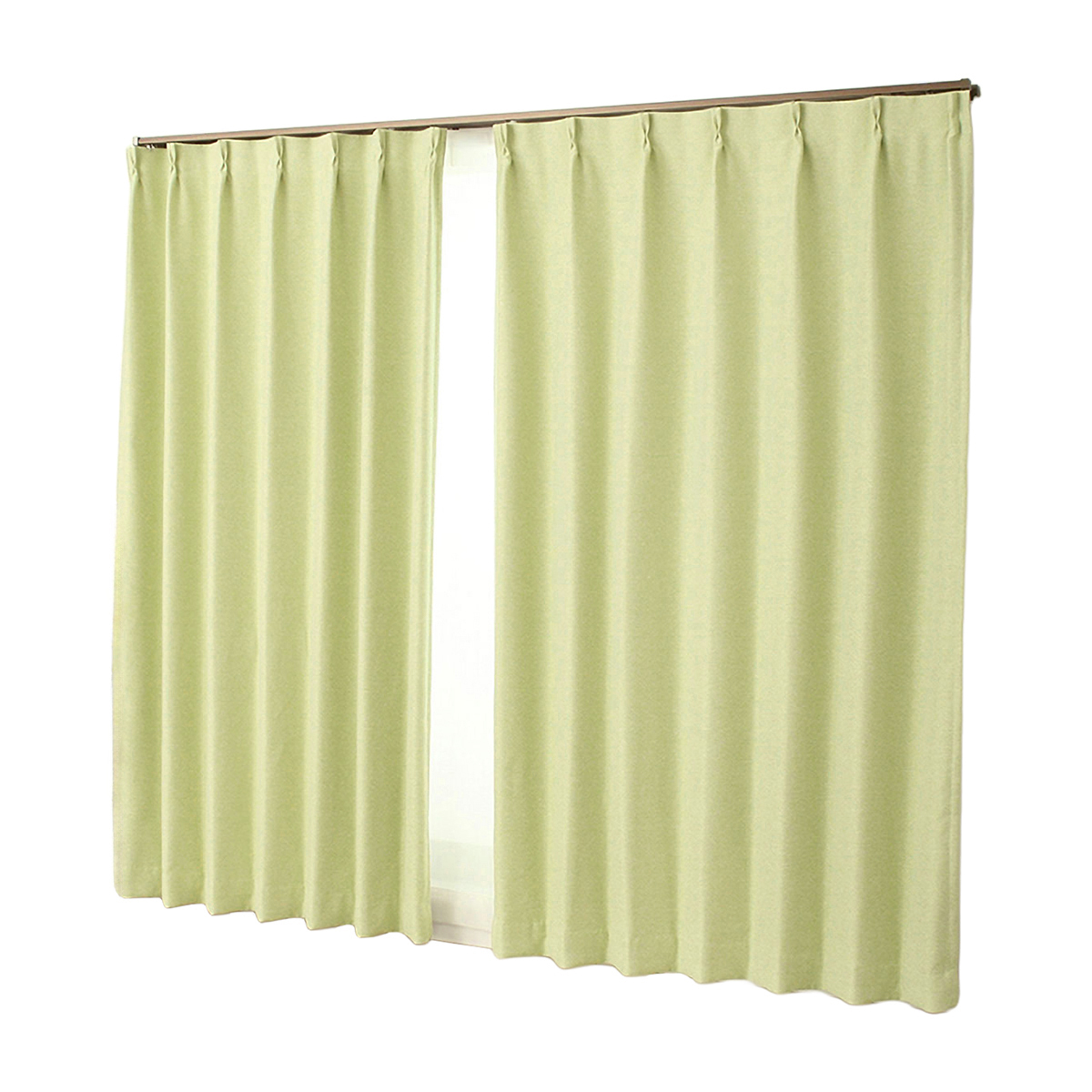 【1級遮光ドレープカーテン】ピュリー防炎ライトグリーン　巾100×丈135cm　2枚組