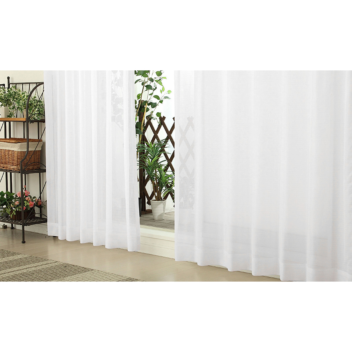 【遮熱防炎レースカーテン】デニス防炎ＷＨ　巾100×丈108cm　2枚組