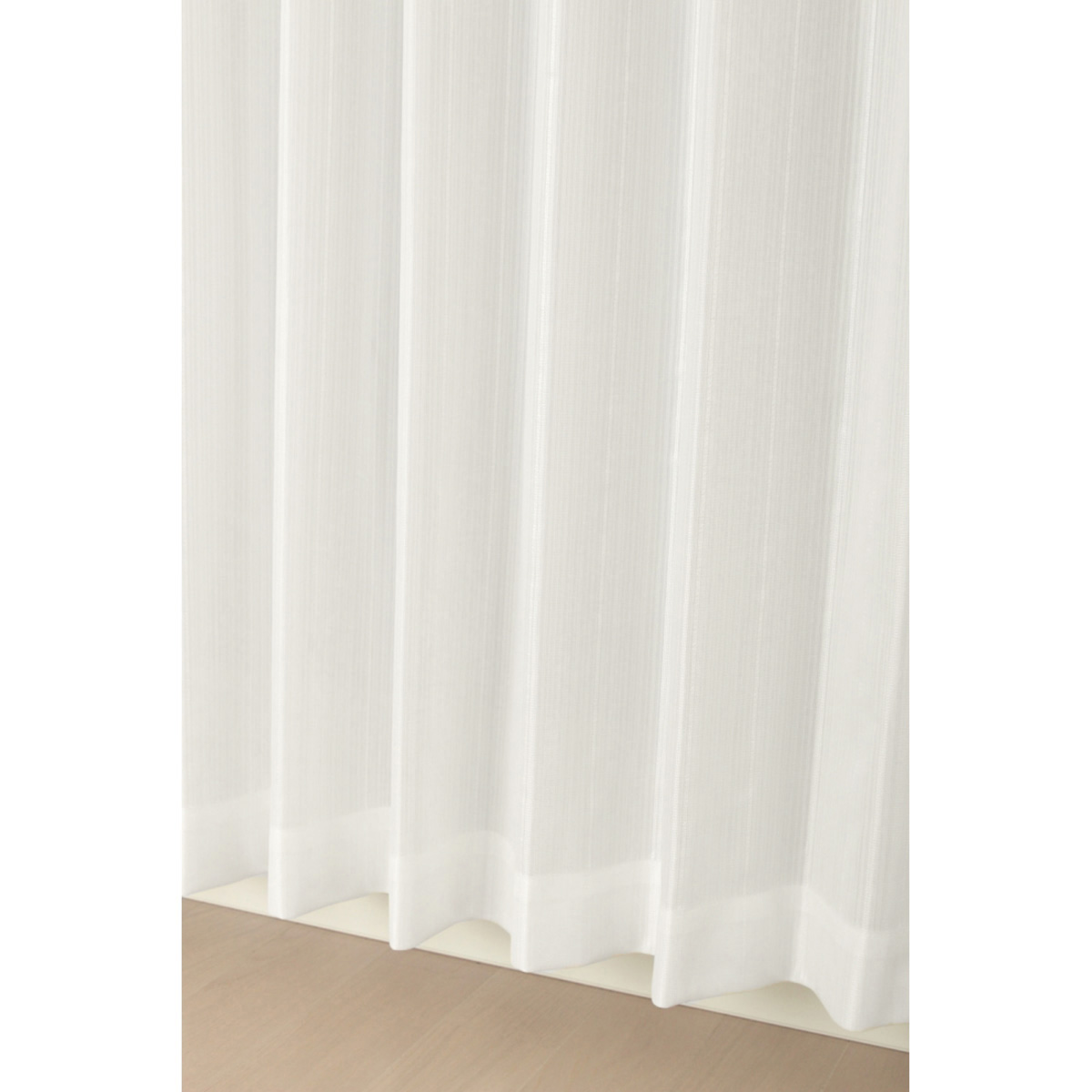 【2倍ヒダ防炎レースカーテン】ラッシュ防炎アイボリー　巾100×丈133cm　2枚組