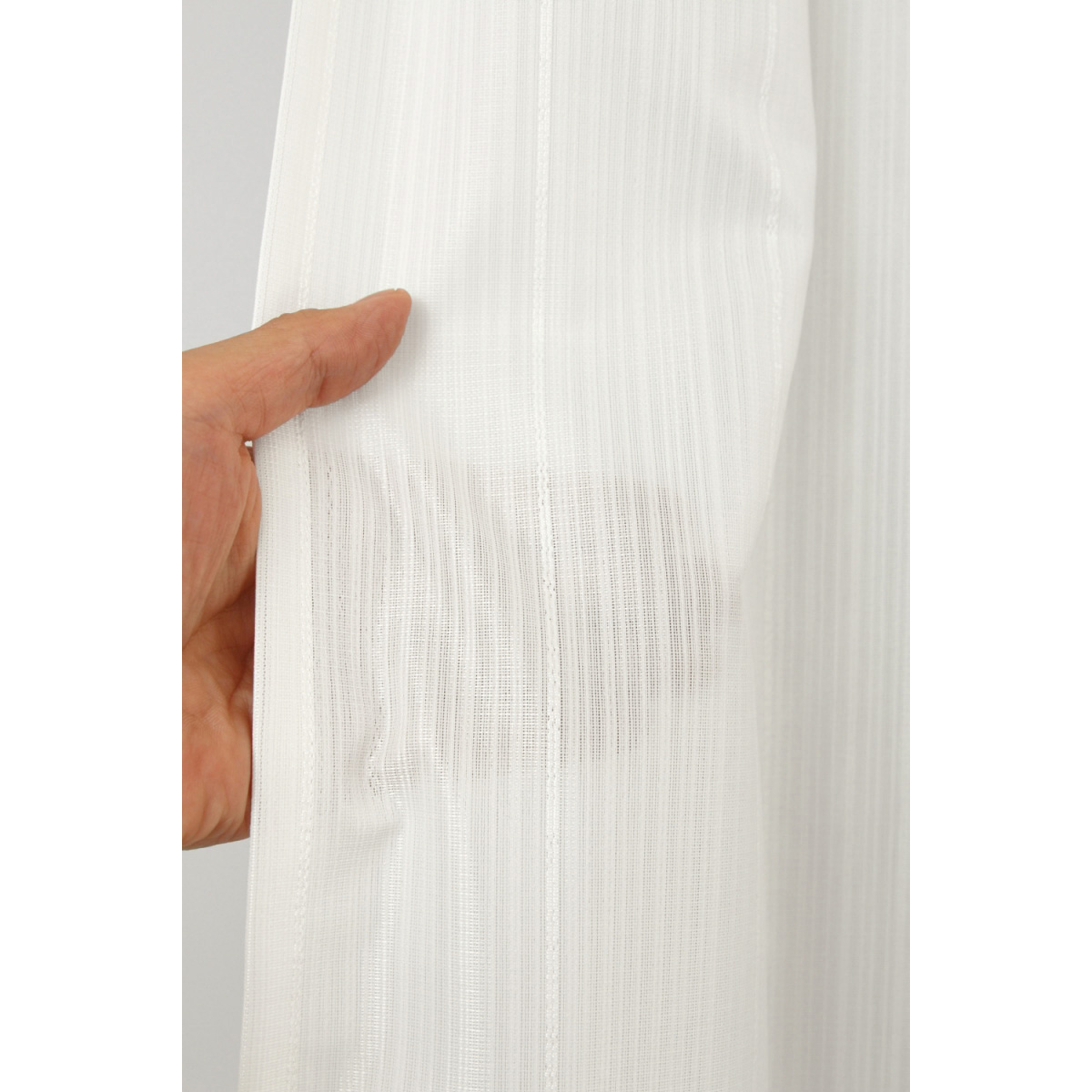 【2倍ヒダ防炎レースカーテン】ラッシュ防炎アイボリー　巾100×丈133cm　2枚組