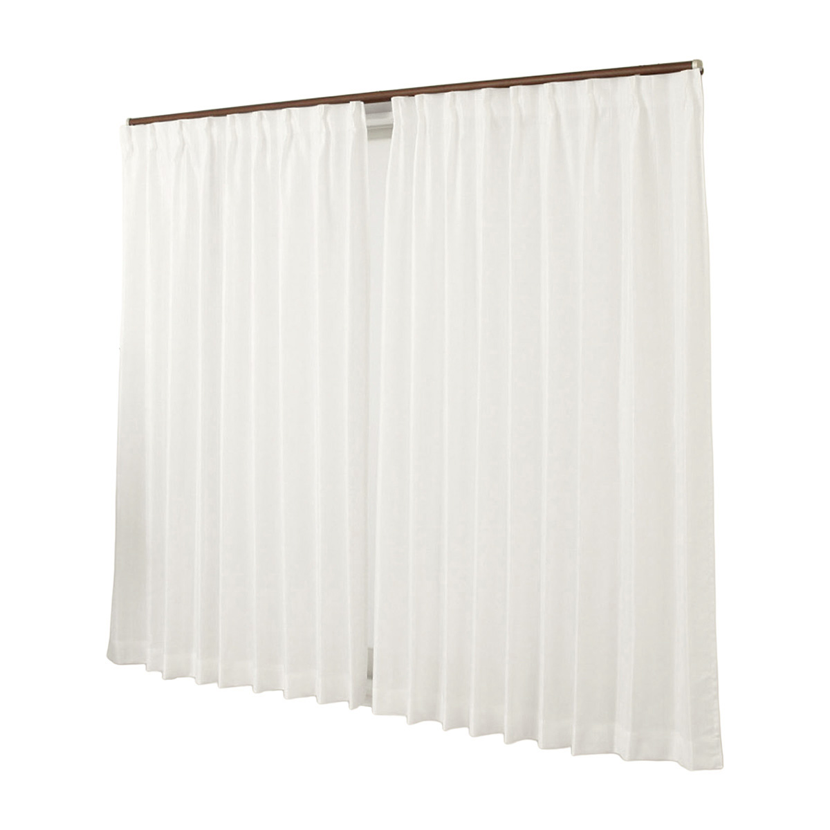 【2倍ヒダ防炎レースカーテン】ラッシュ防炎アイボリー　巾100×丈176cm　2枚組