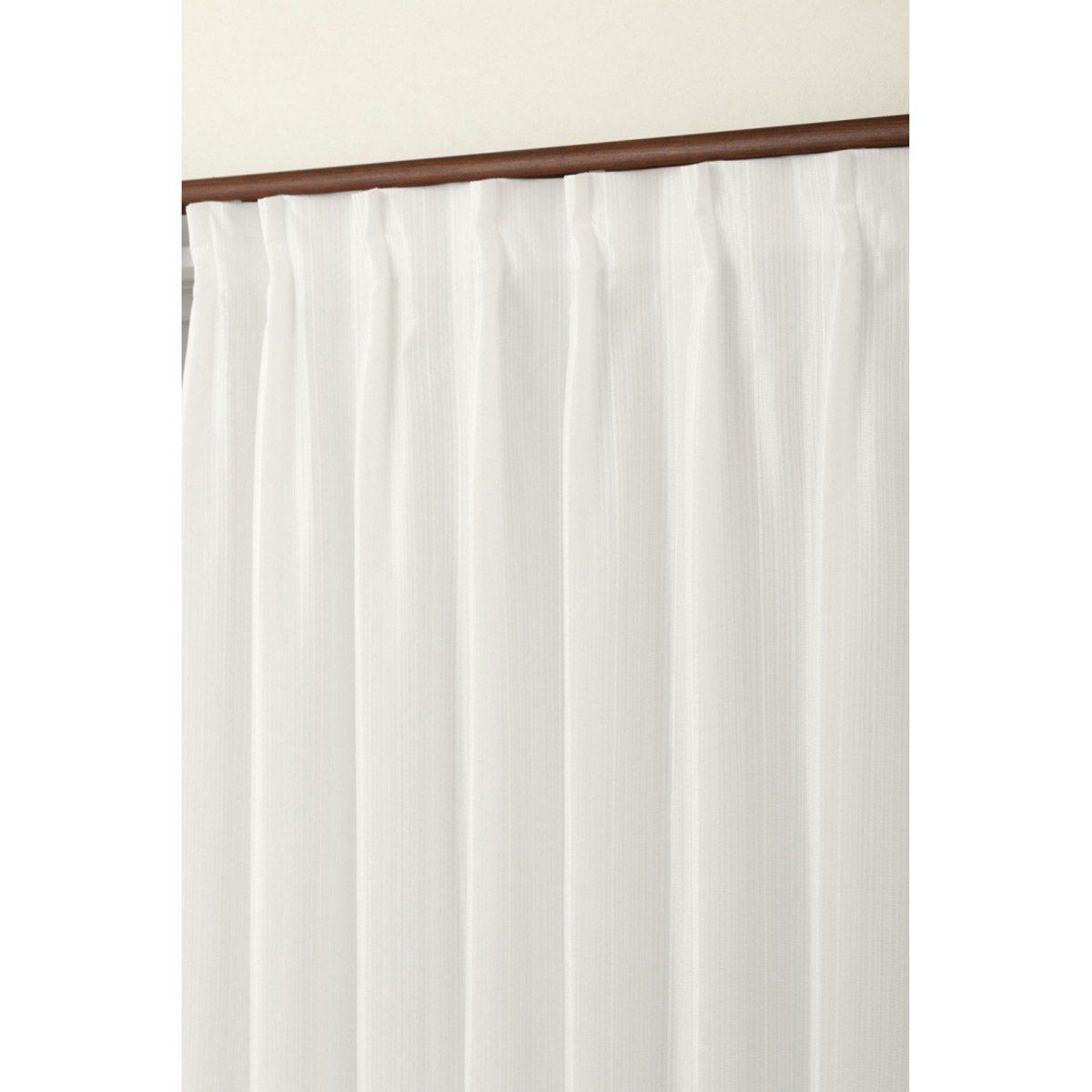 【2倍ヒダ防炎レースカーテン】ラッシュ防炎アイボリー　巾100×丈198cm　2枚組