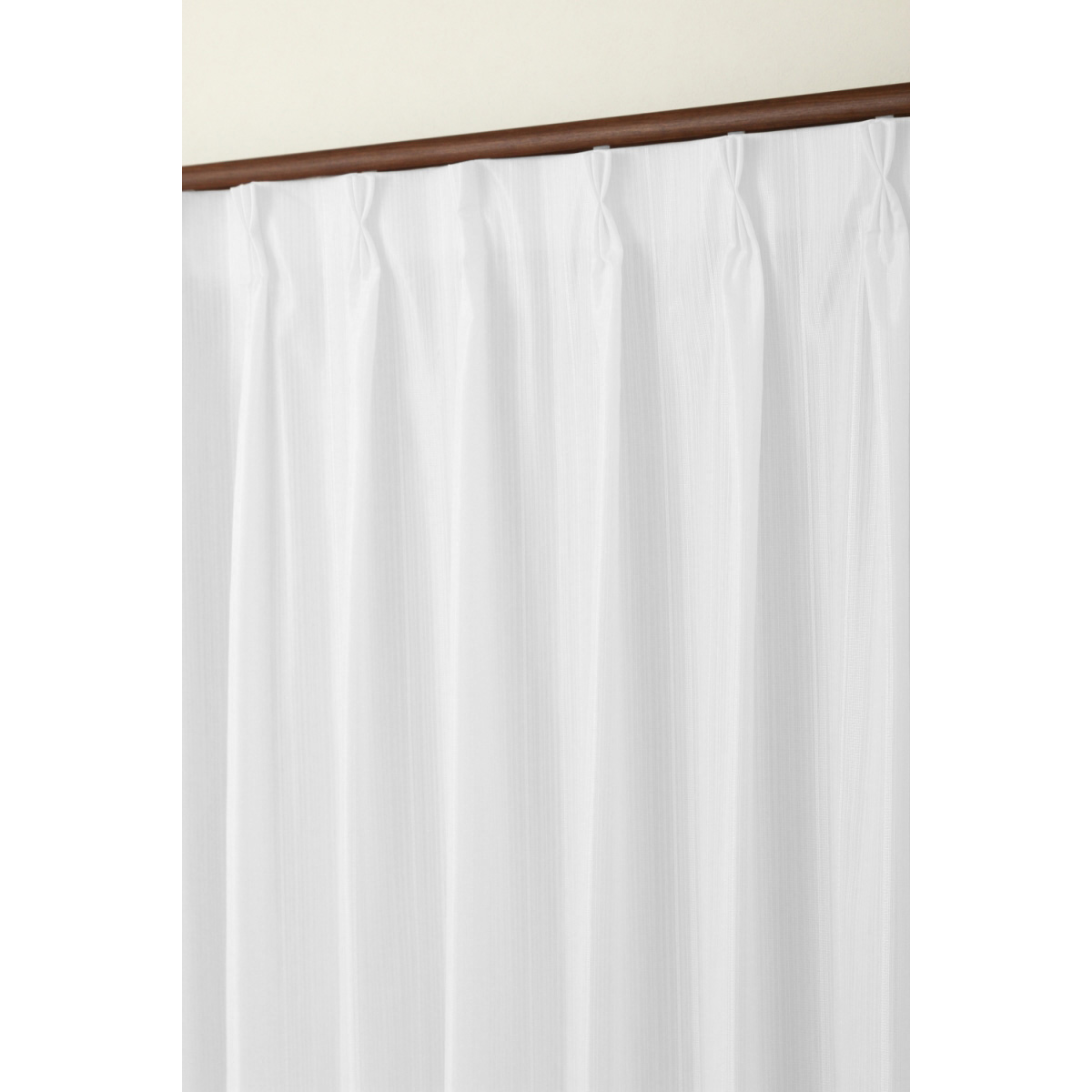 【2倍ヒダ防炎レースカーテン】ラッシュ防炎ホワイト　巾100×丈133cm　2枚組