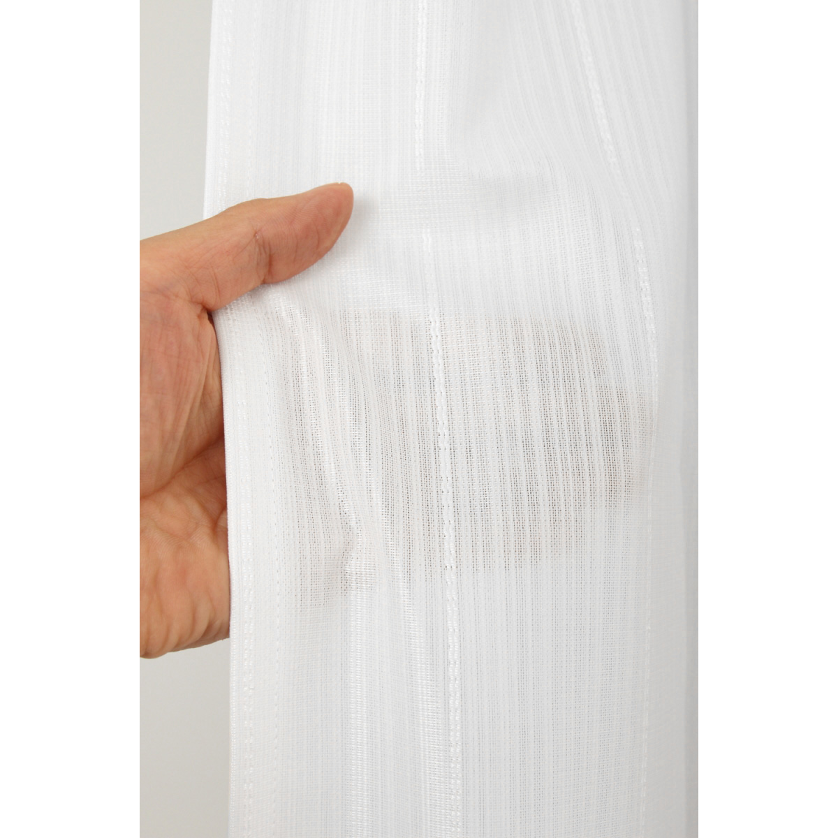 【2倍ヒダ防炎レースカーテン】ラッシュ防炎ホワイト　巾100×丈176cm　2枚組