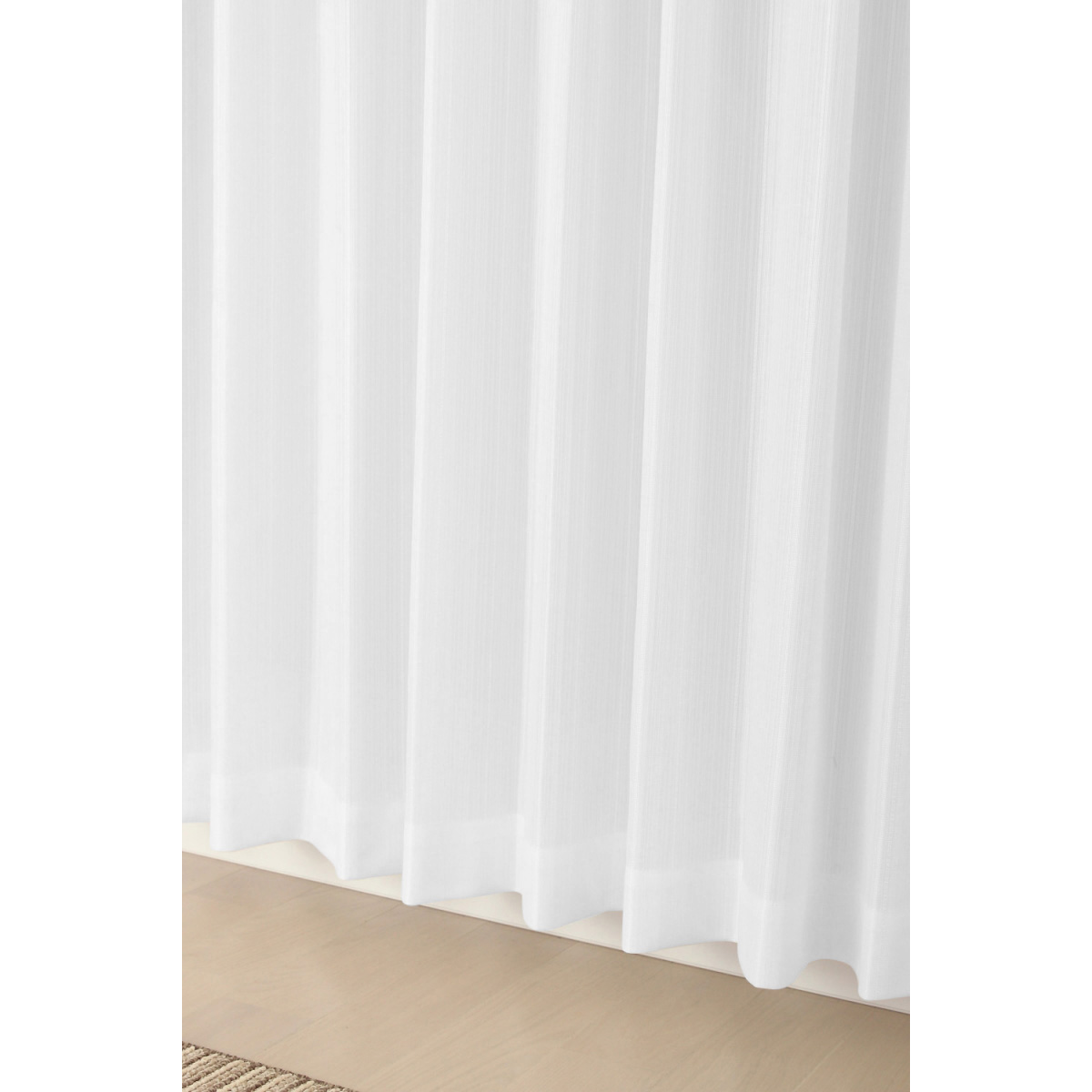 【2倍ヒダ防炎レースカーテン】ラッシュ防炎ホワイト　巾100×丈198cm　2枚組