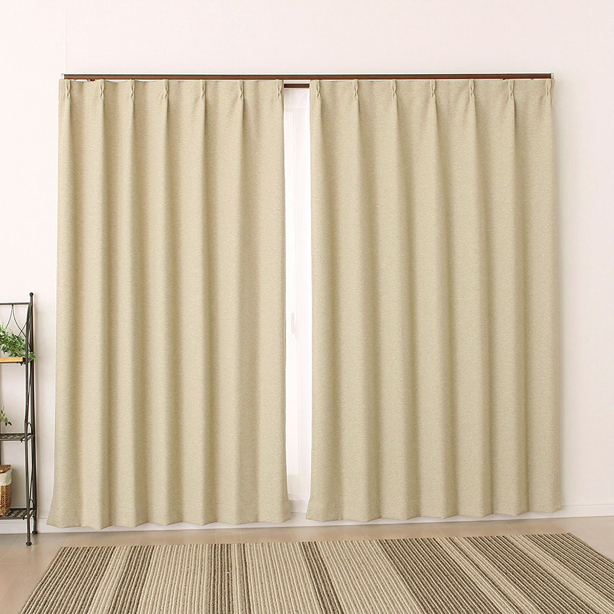 【1級遮光ドレープカーテン】ホッシュベージュ　巾100×丈200cm　2枚組