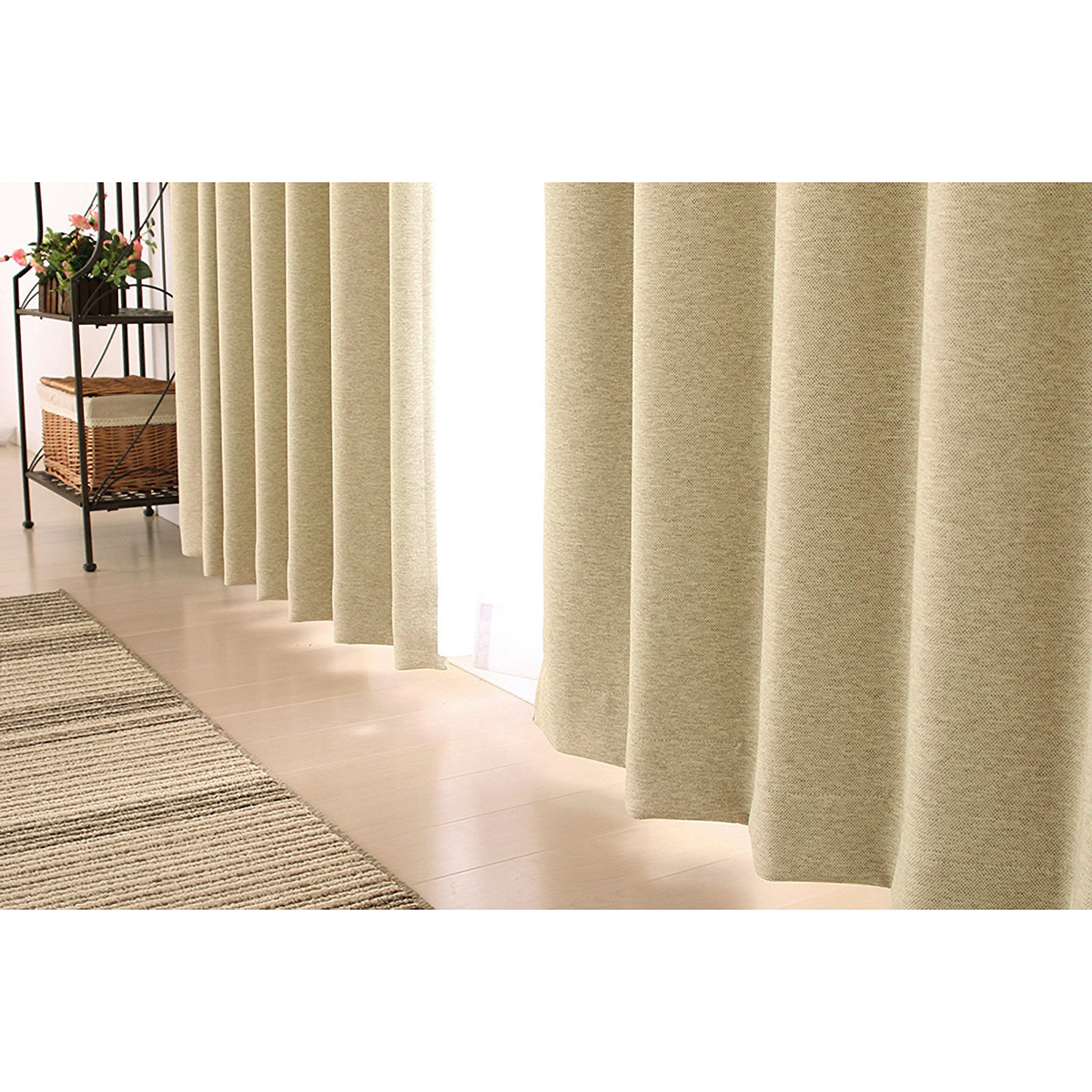 【1級遮光ドレープカーテン】ホッシュベージュ　巾100×丈200cm　2枚組
