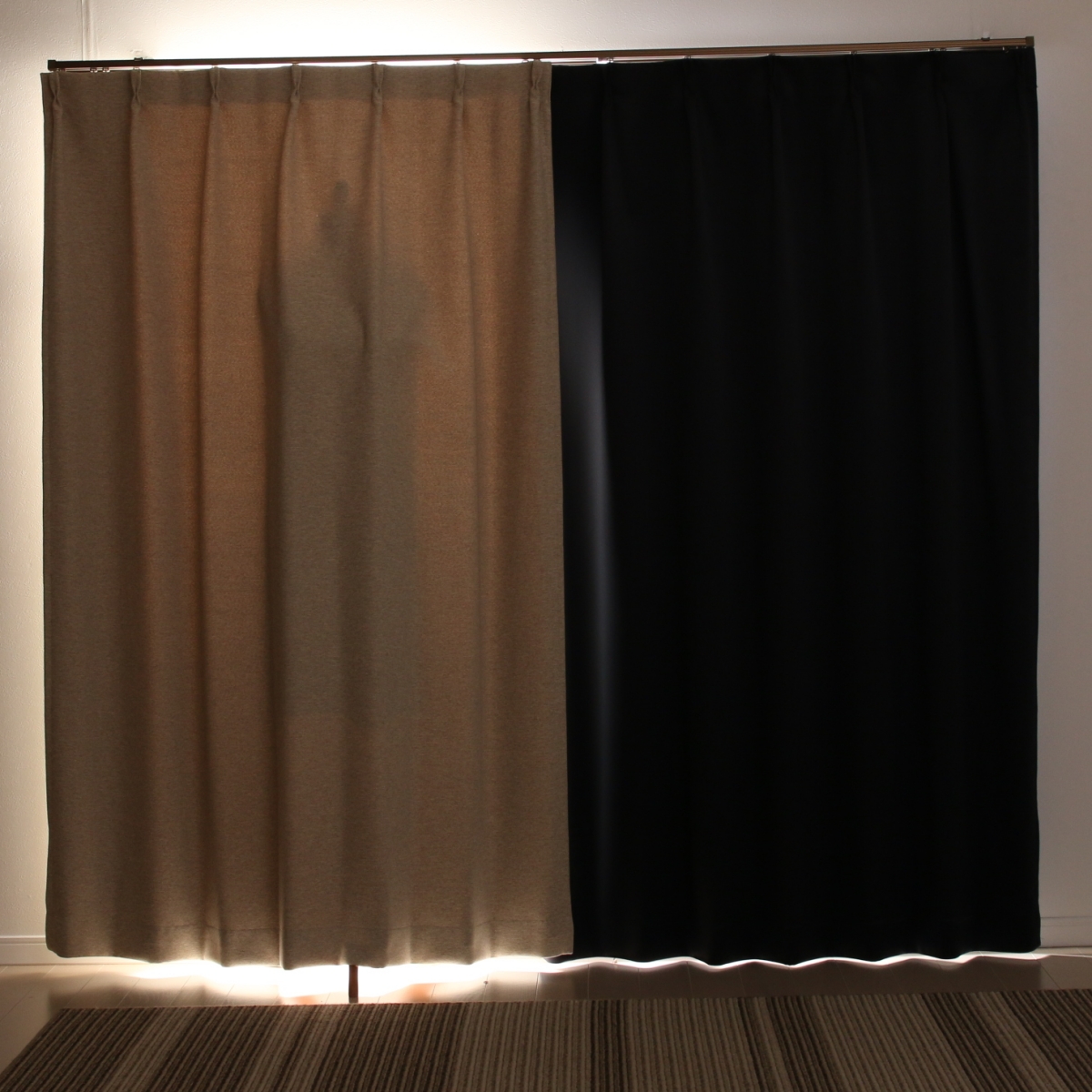 【1級遮光ドレープカーテン】ホッシュベージュ　巾100×丈200cm　2枚組