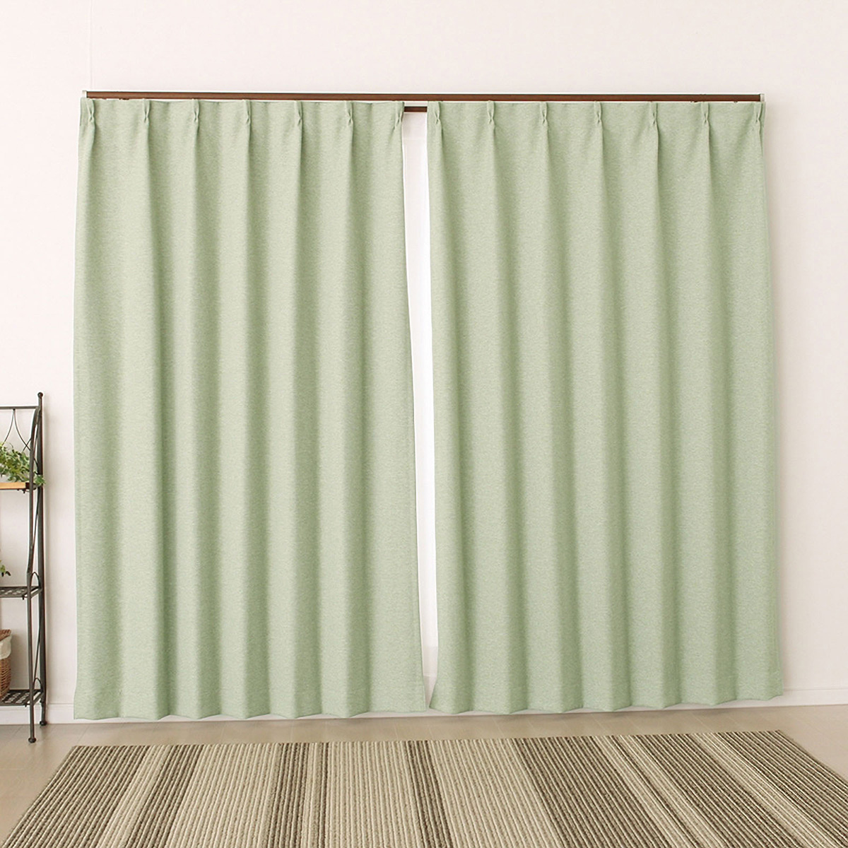 【1級遮光ドレープカーテン】ホッシュグリーン　巾100×丈135cm　2枚組