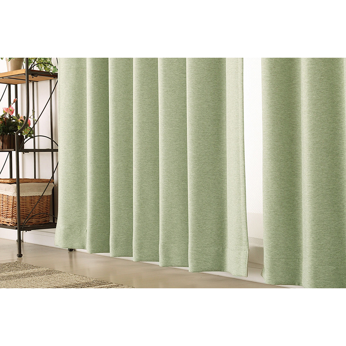 【1級遮光ドレープカーテン】ホッシュグリーン　巾100×丈178cm　2枚組