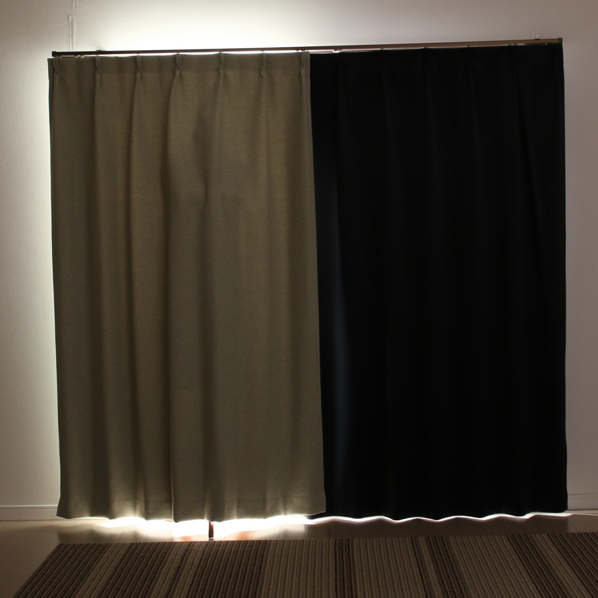 【1級遮光ドレープカーテン】ホッシュグリーン　巾100×丈200cm　2枚組