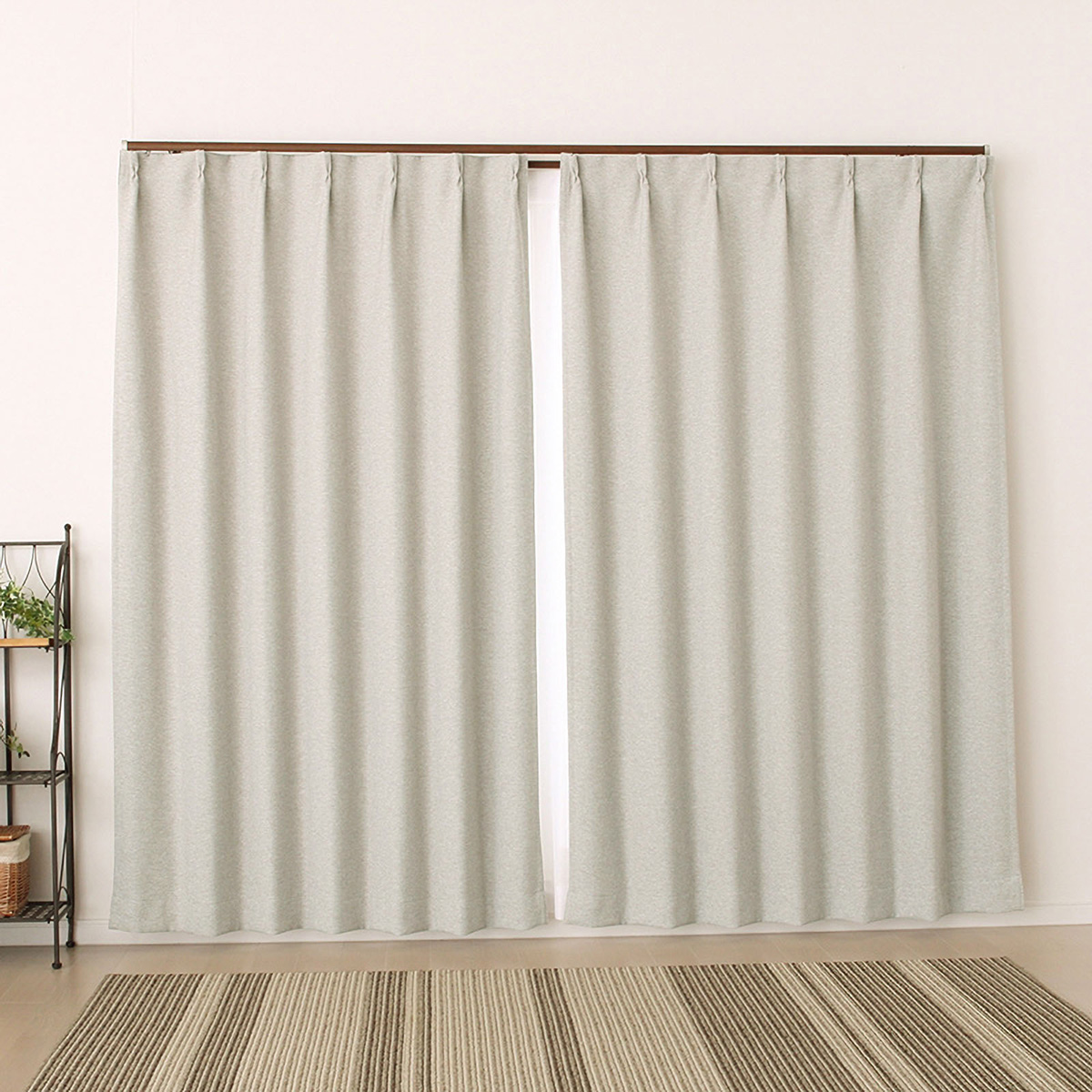 【1級遮光ドレープカーテン】ホッシュアイボリー　巾100×丈135cm　2枚組