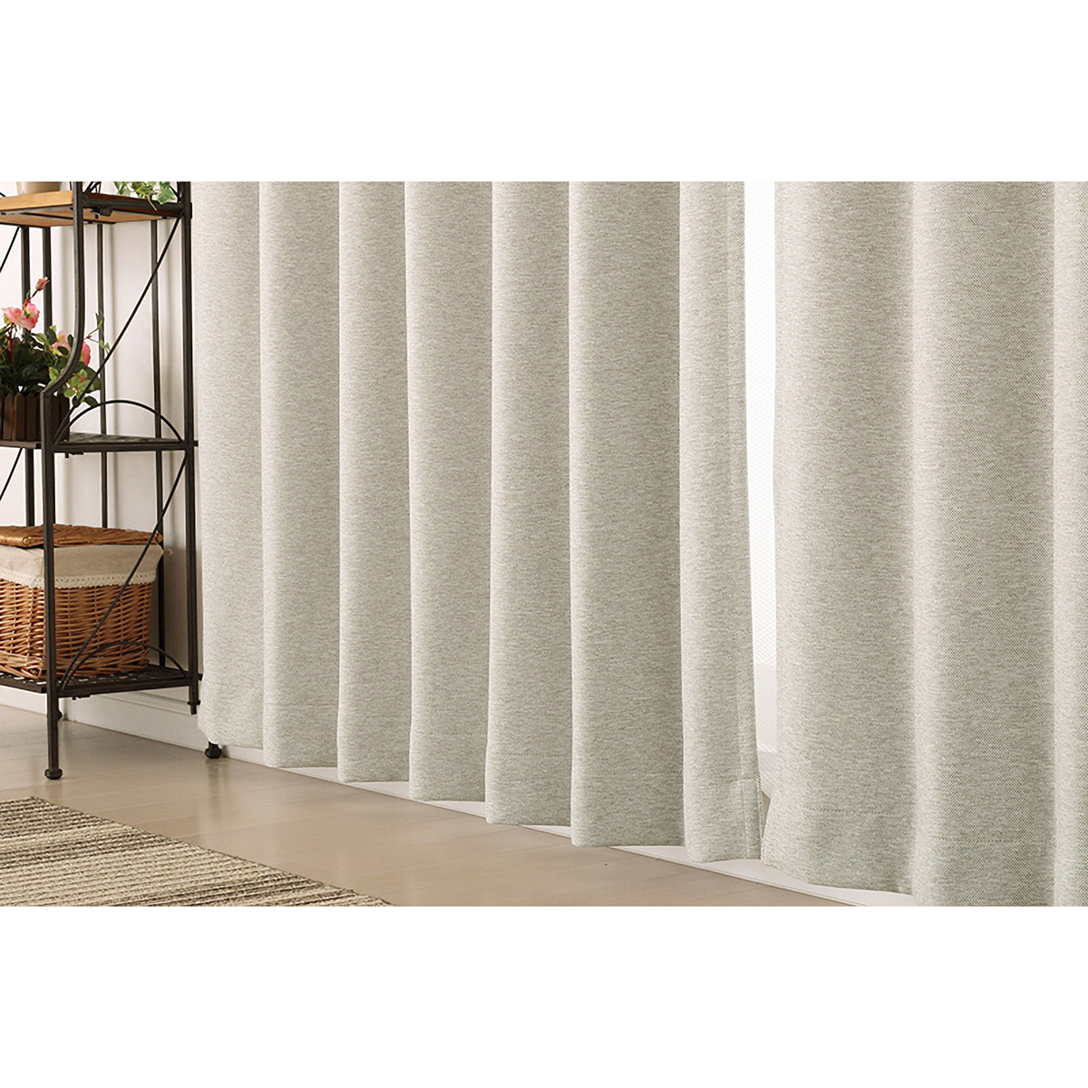 【1級遮光ドレープカーテン】ホッシュアイボリー　巾100×丈135cm　2枚組