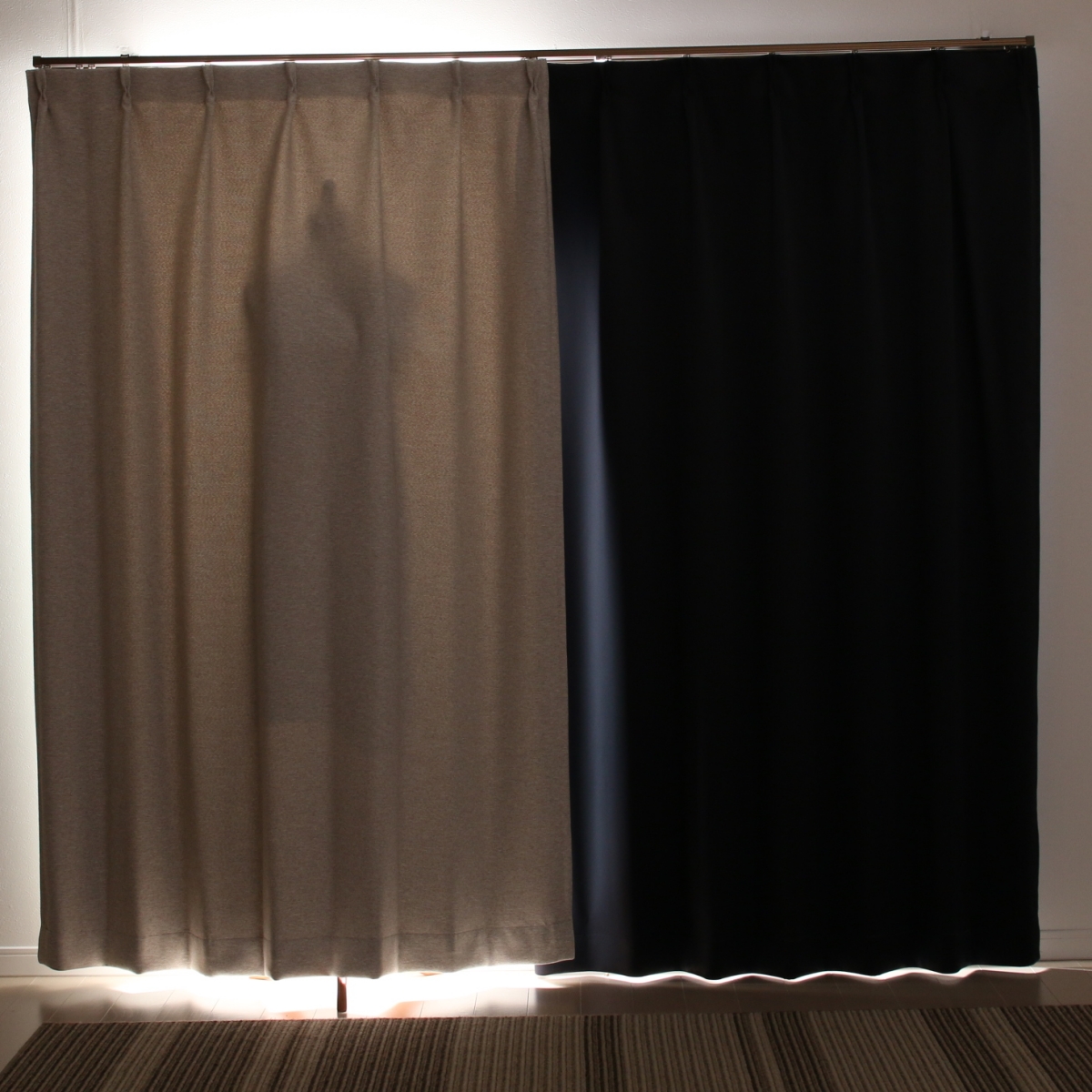 【1級遮光ドレープカーテン】ホッシュアイボリー　巾100×丈135cm　2枚組