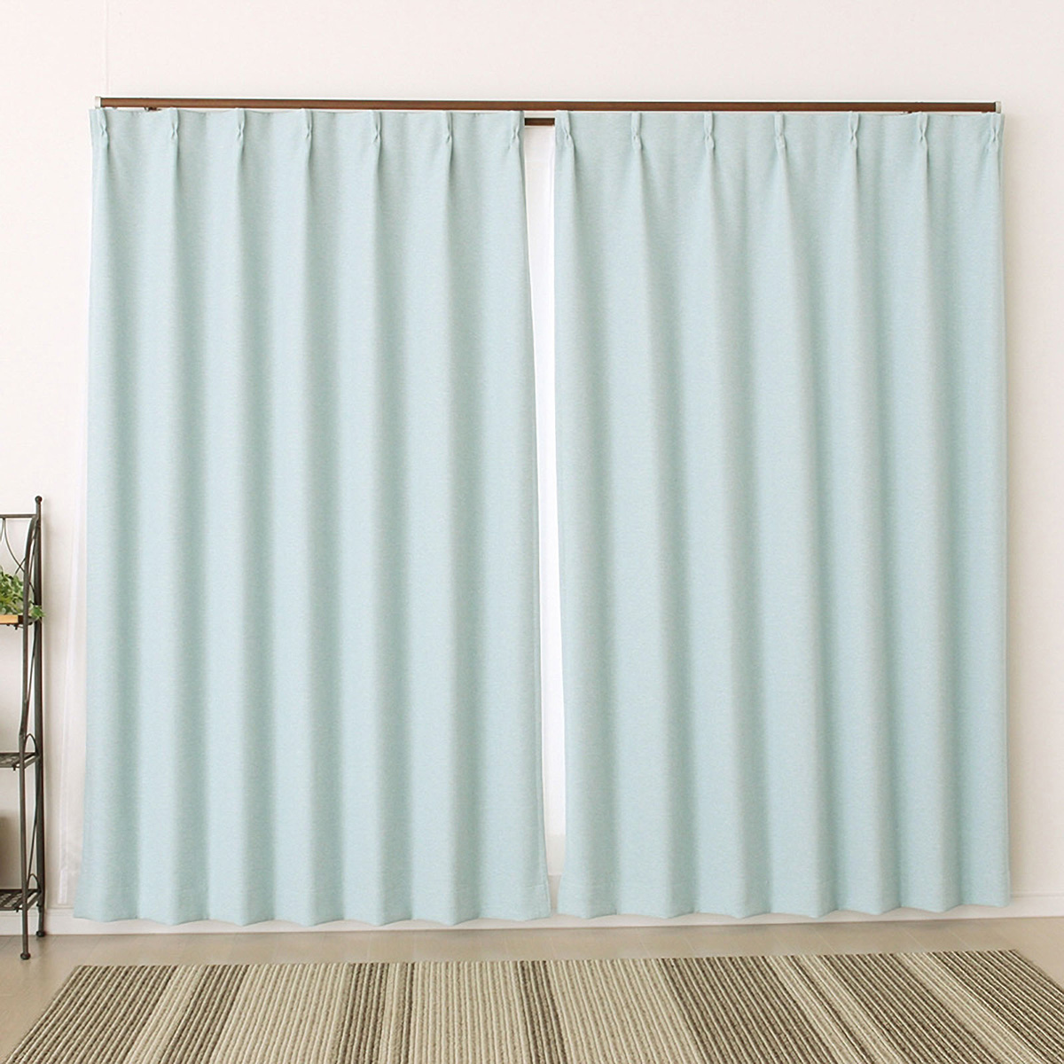 【1級遮光ドレープカーテン】ホッシュライトブルー　巾100×丈178cm　2枚組