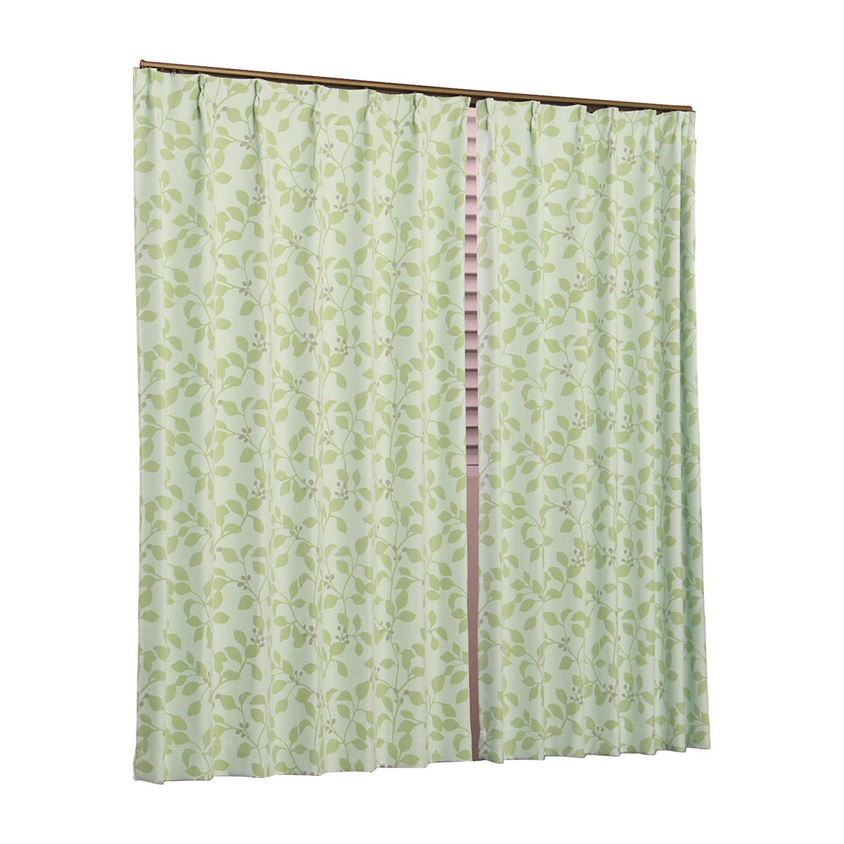 【1級遮光ドレープカーテン】ＰＳロレッタグリーン　巾100×丈178cm　2枚組