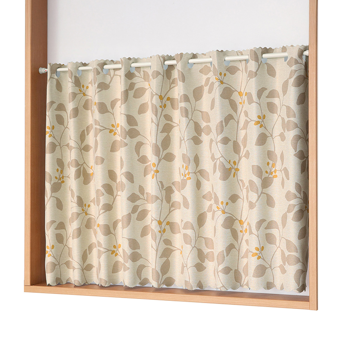 【1級遮光カフェカーテン】ロレッタカフェベージュ　巾140×丈50cm