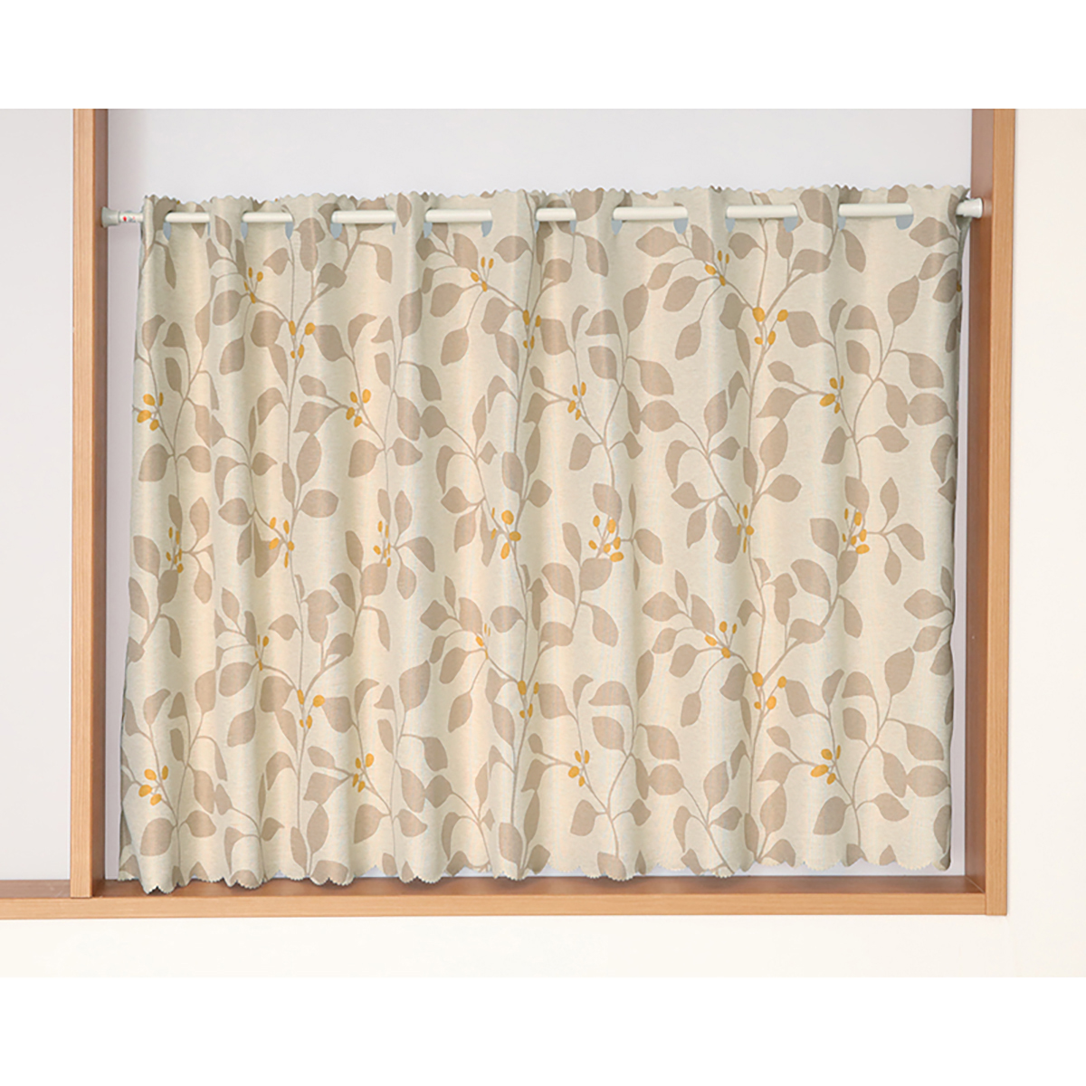 【1級遮光カフェカーテン】ロレッタカフェベージュ　巾140×丈90cm