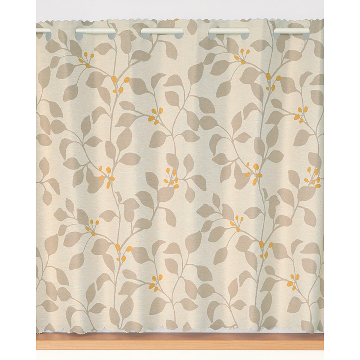 【1級遮光カフェカーテン】ロレッタカフェベージュ　巾140×丈90cm