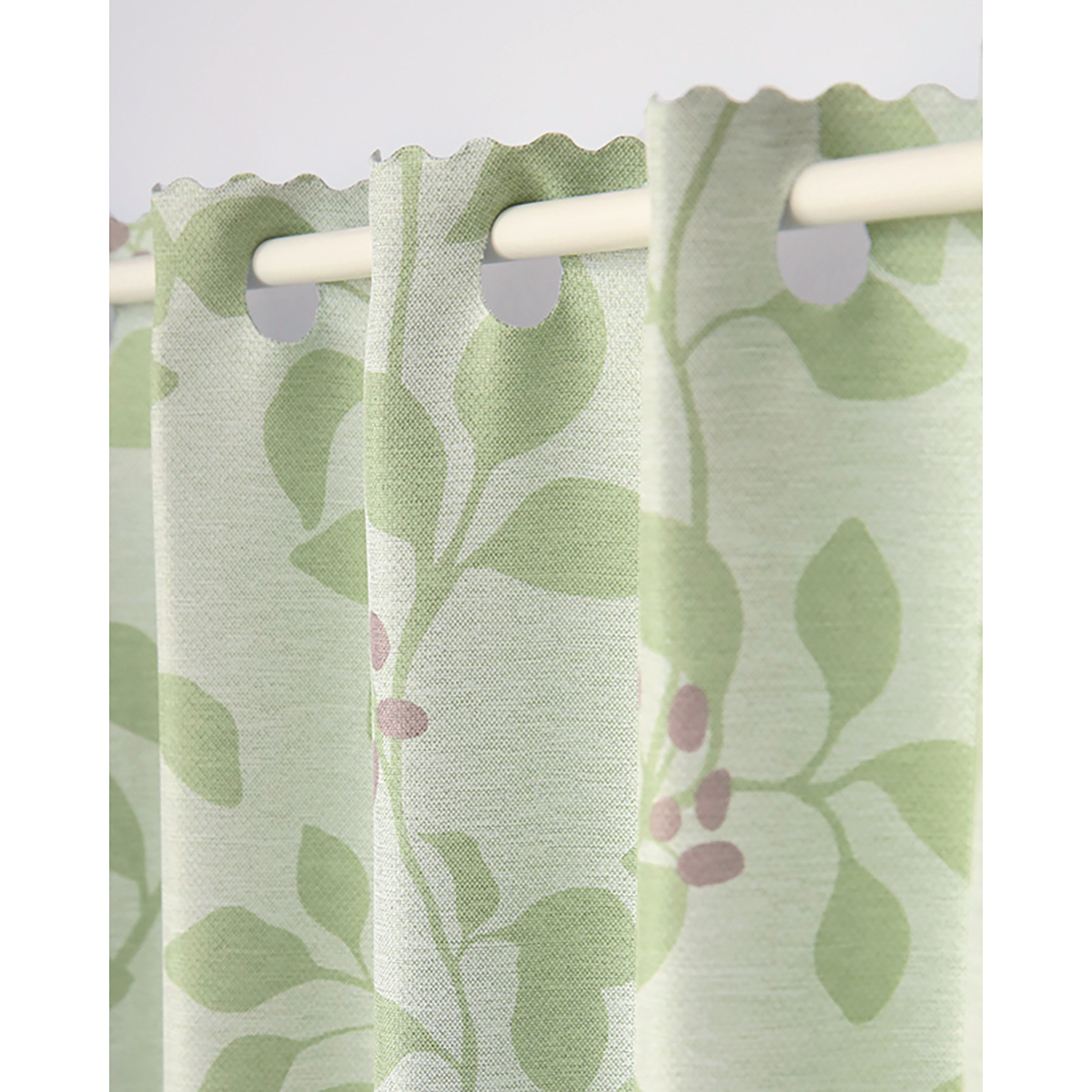 【1級遮光カフェカーテン】ロレッタカフェグリーン　巾140×丈90cm