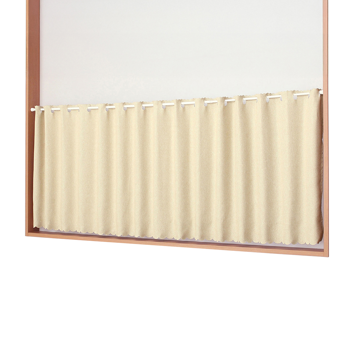 【1級遮光防炎カフェカーテン】ピュリー防炎カフェアイボリー　巾240×丈50cm