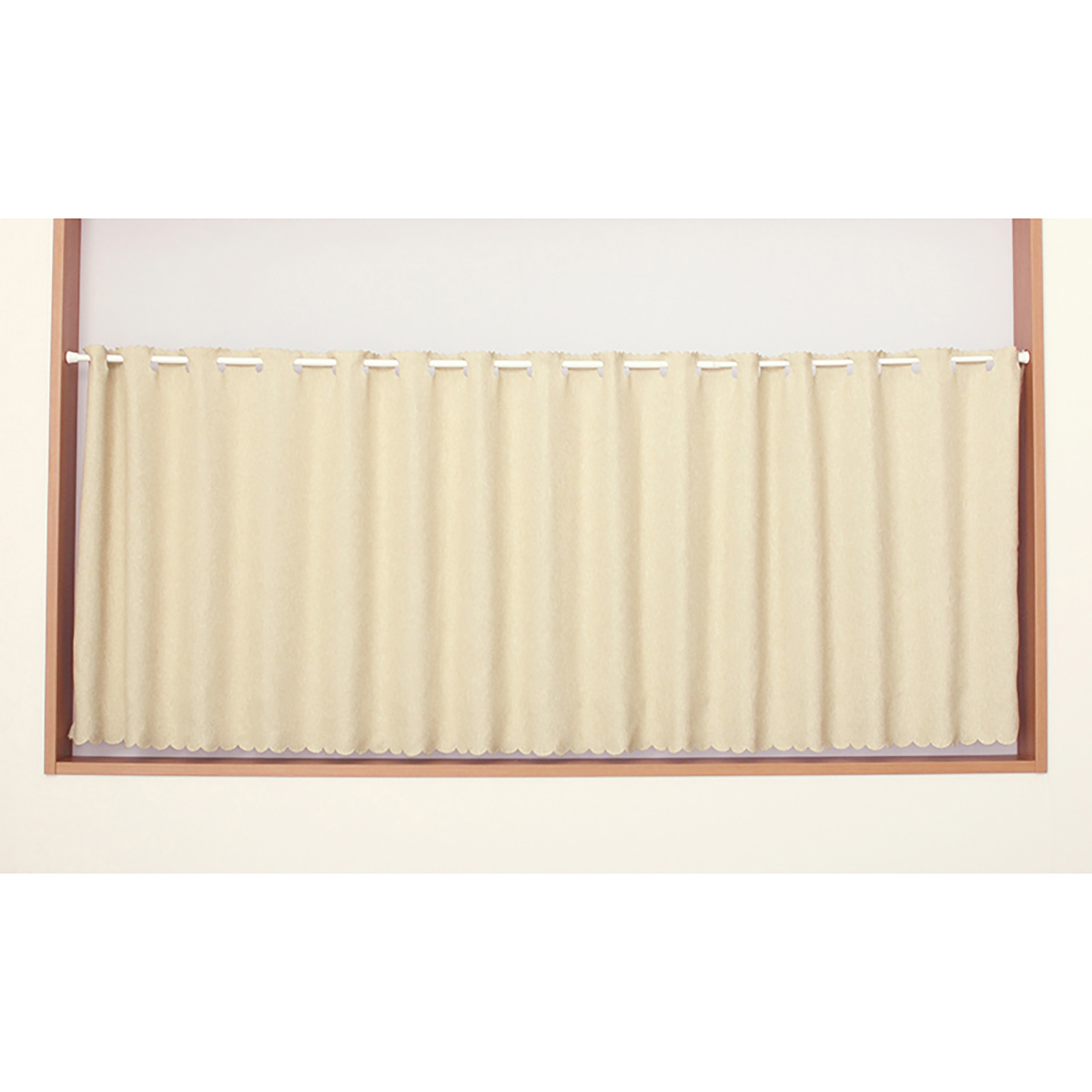 【1級遮光防炎カフェカーテン】ピュリー防炎カフェアイボリー　巾240×丈120cm